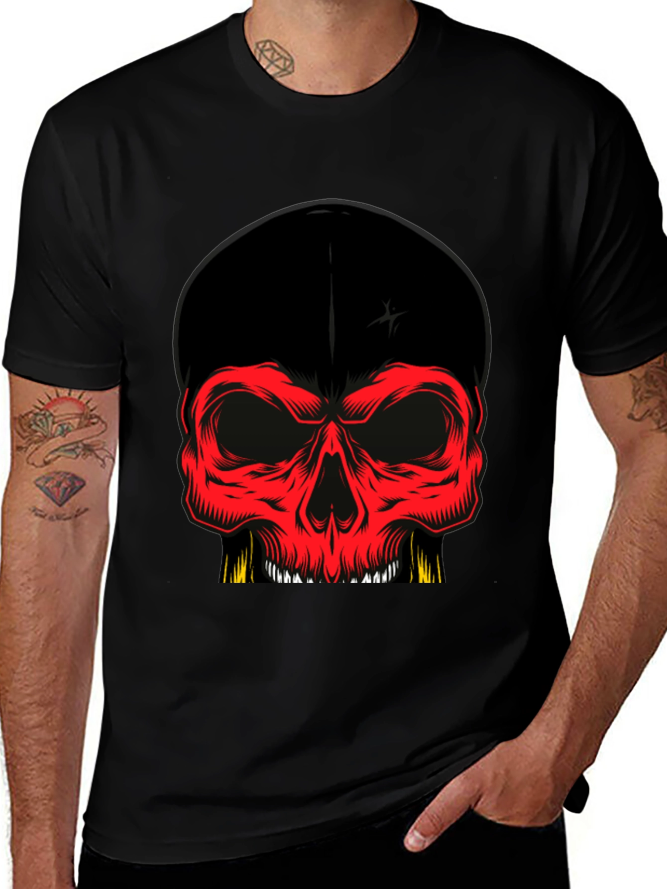 Variant 7 of Skull Graphic Tee - Men's Black T-Shirt