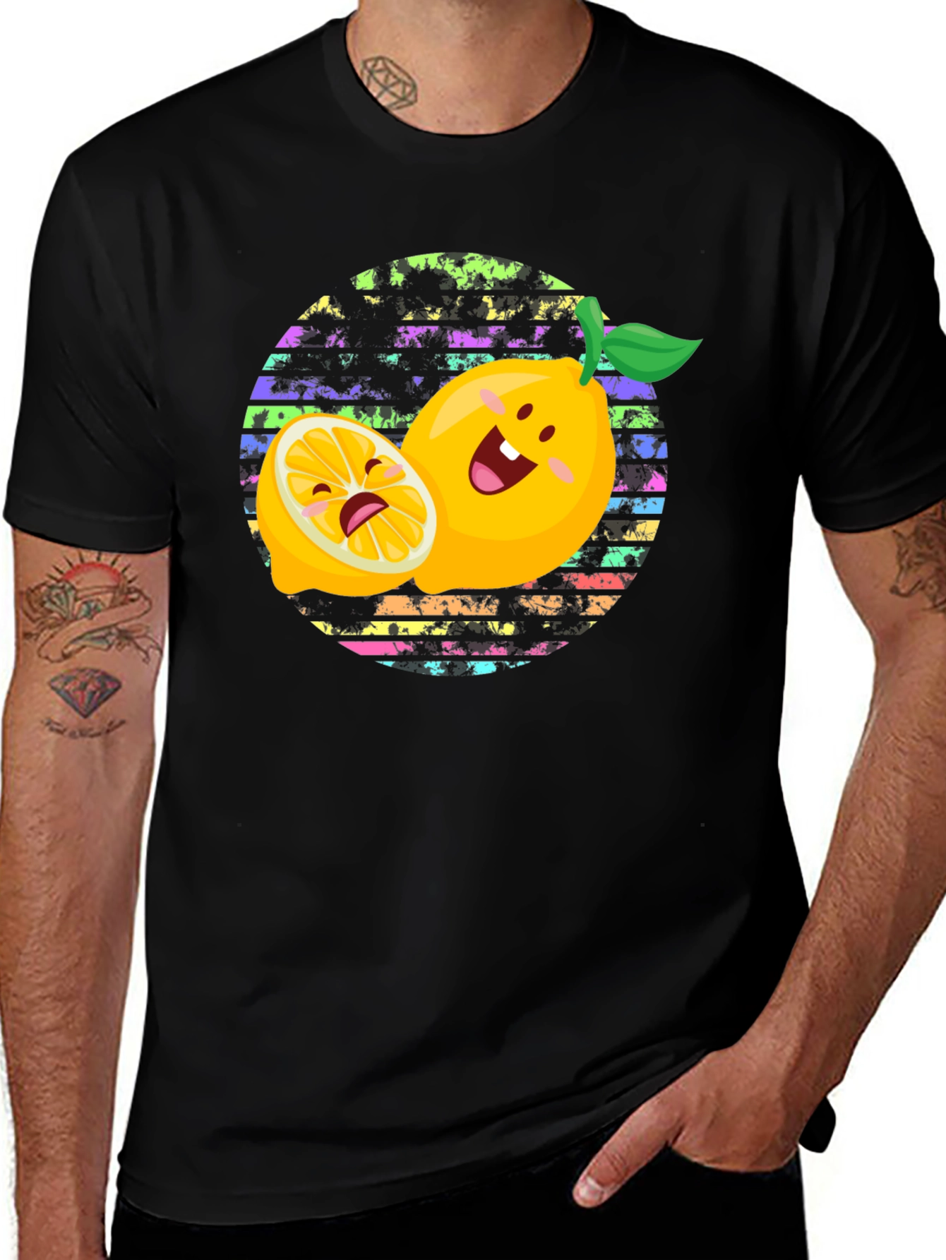 Black Funny Lemon Graphic Tee - Unisex Black T-Shirt main image