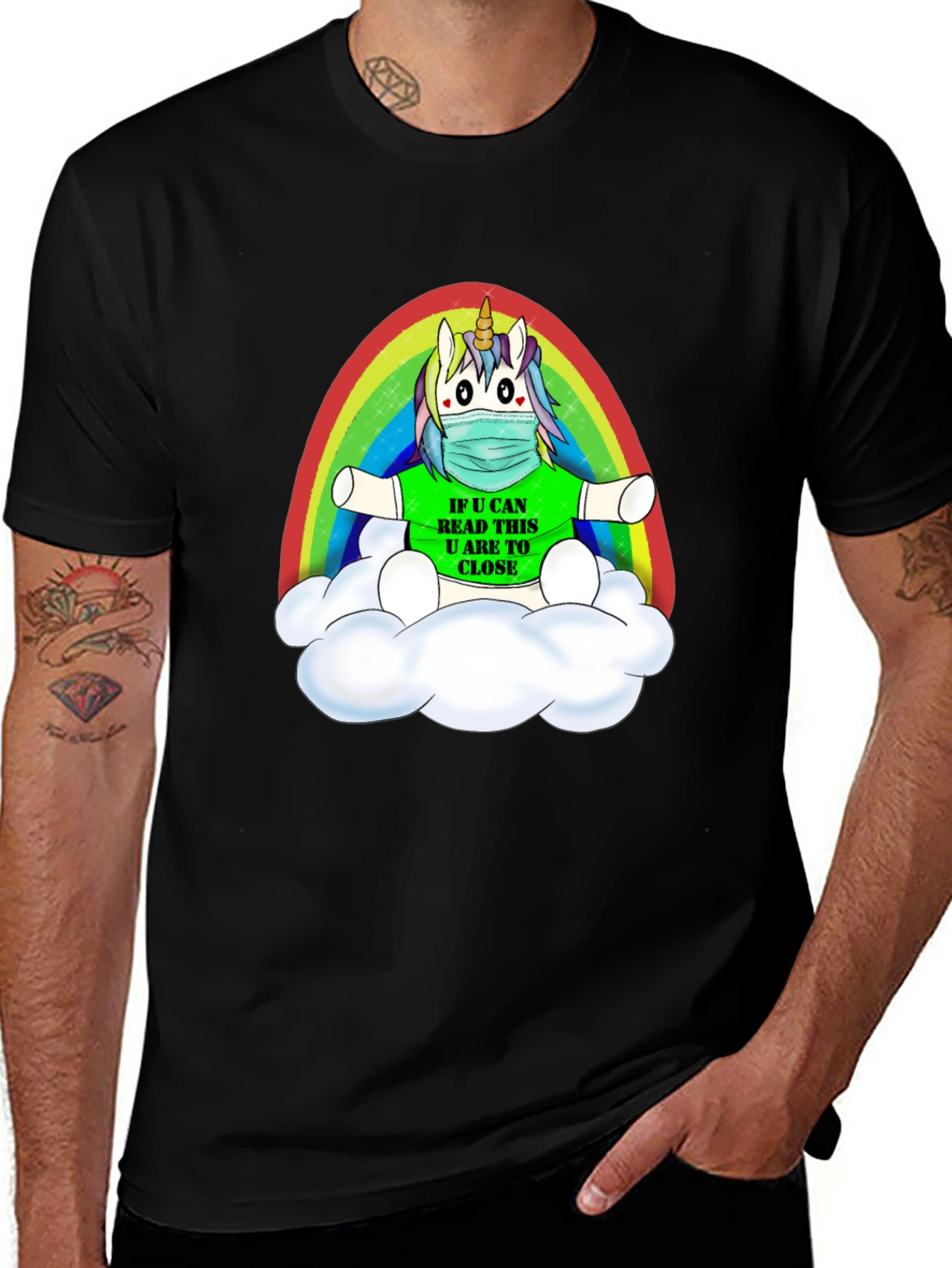 Variant 21 of Unicorn Rainbow Graphic T-Shirt - Social Distancing Humor