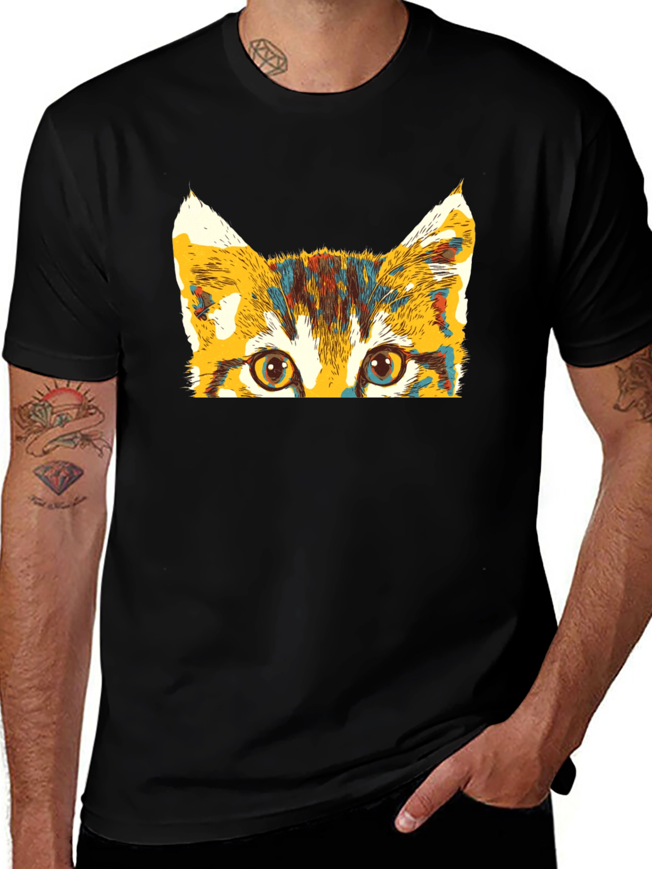 Variant 9 of Colorful Cat Peek T-Shirt