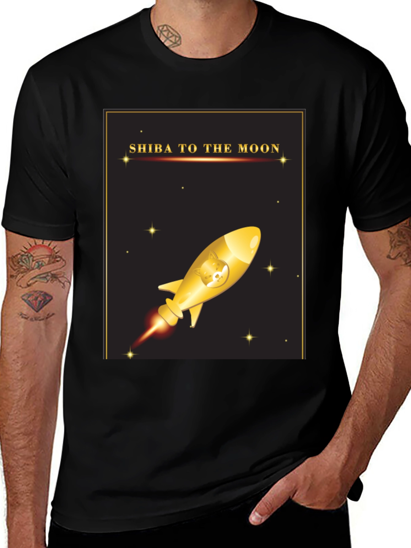 Shiba To The Moon T-Shirt - Crypto Doge Rocket