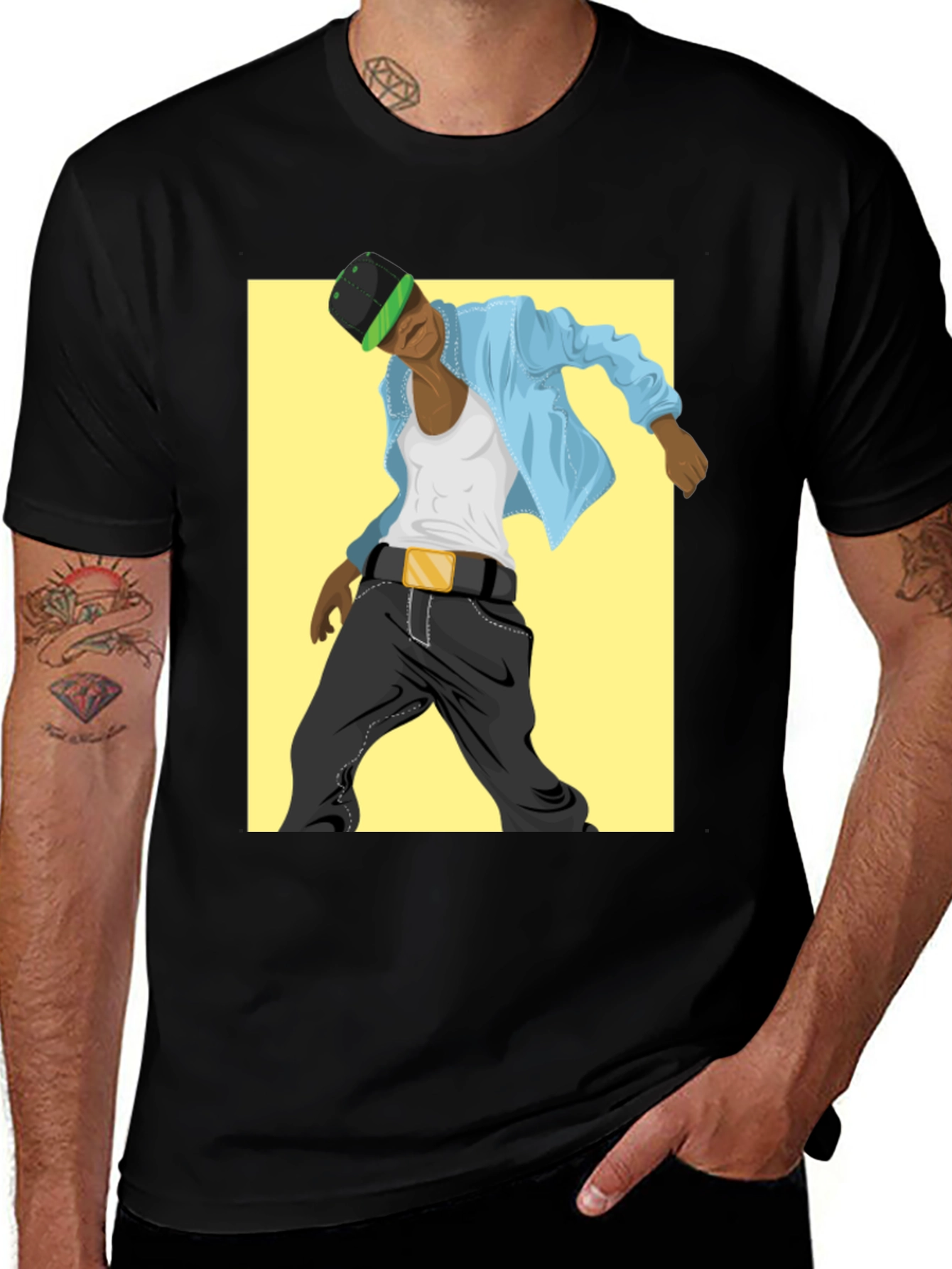 Variant 4 of Cool Graphic Tee - Black T-Shirt with Dancer Design