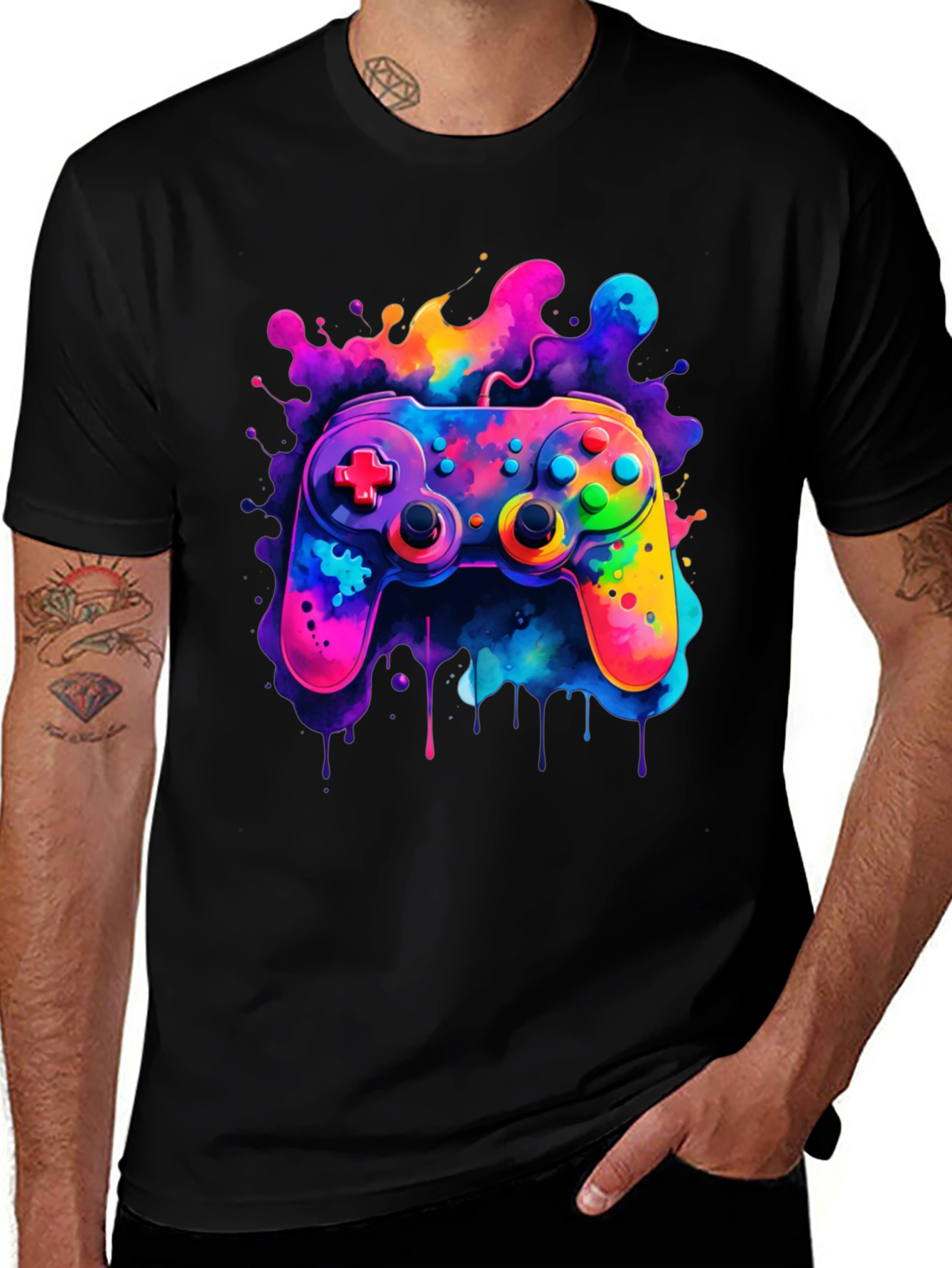 Variant 14 of Vibrant Gaming Controller Graphic T-Shirt