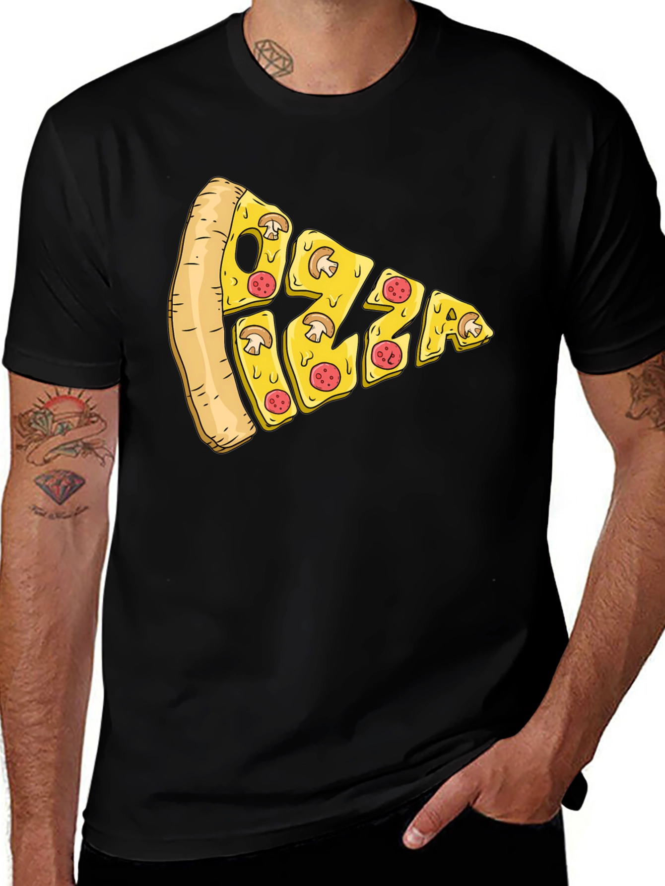 Variant 30 of Pizza Slice Graphic Tee - Unisex Black T-Shirt