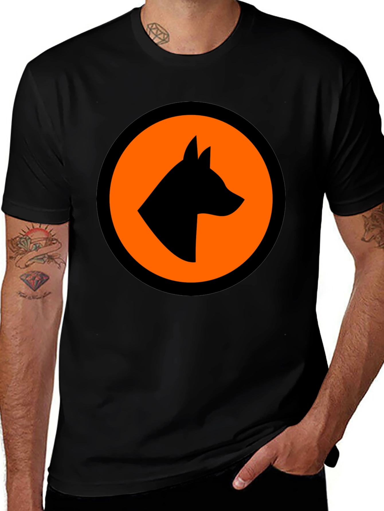 Variant 27 of Bold Graphic Tee - Dog Silhouette in Circle Design