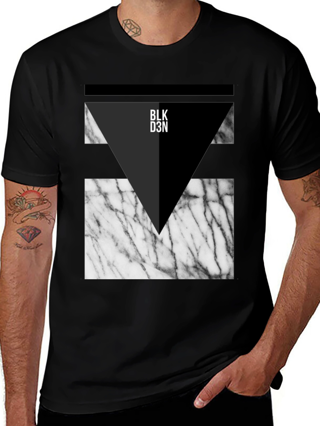 Modern Geometric Black Graphic Tee