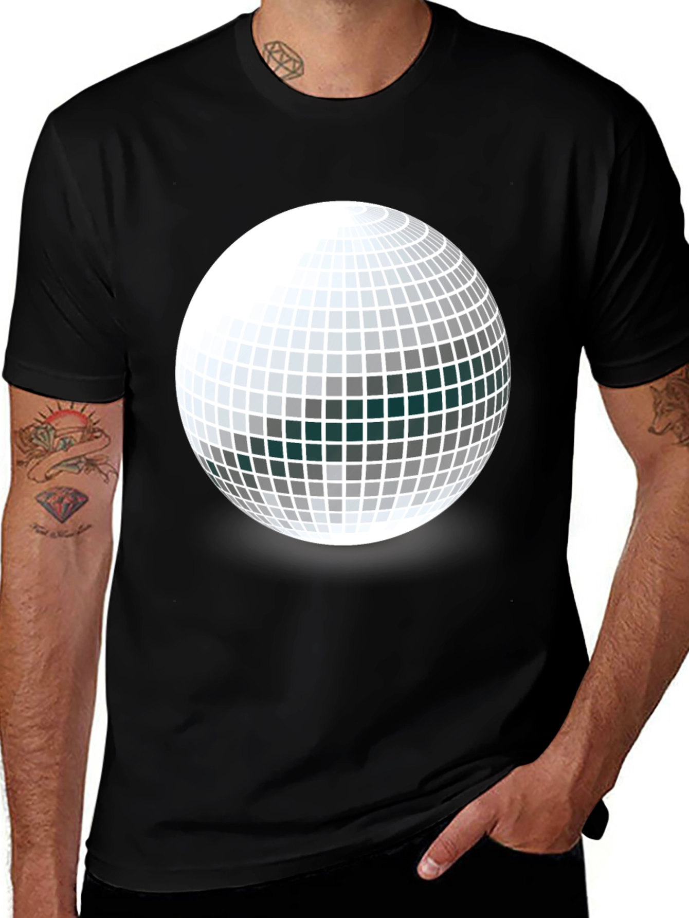 Variant 18 of Retro Disco Ball Black T-Shirt