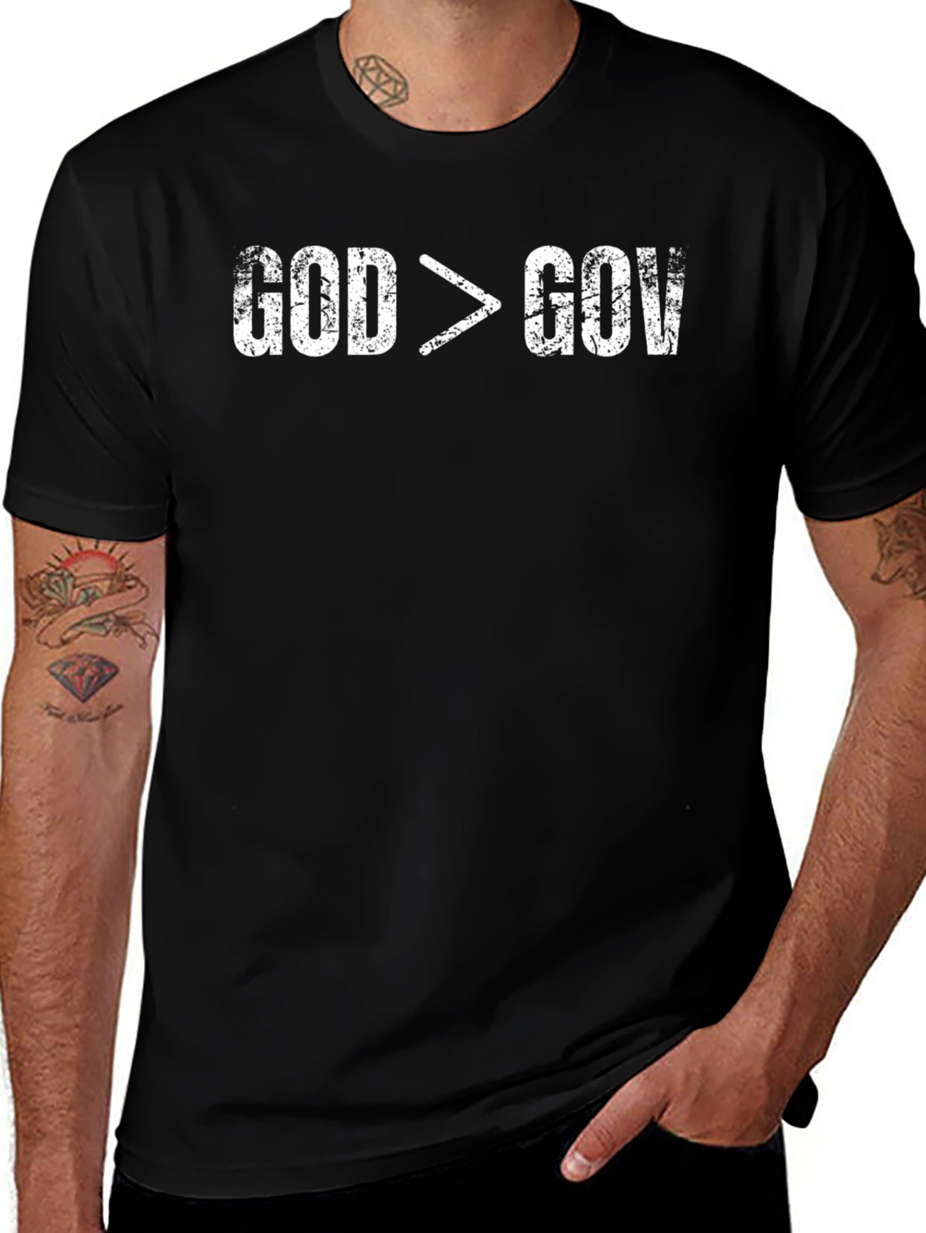 Variant 13 of God is Greater Than Government Black T-Shirt