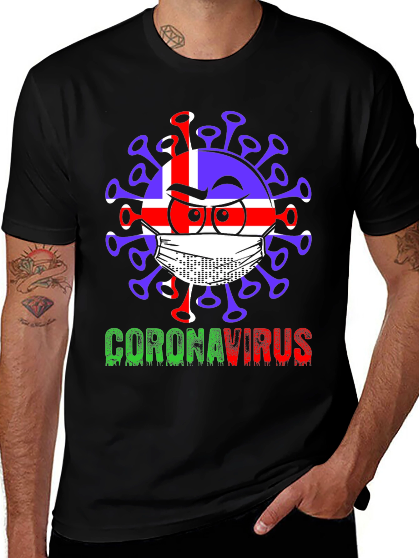 Iceland Flag Coronavirus Graphic T-Shirt