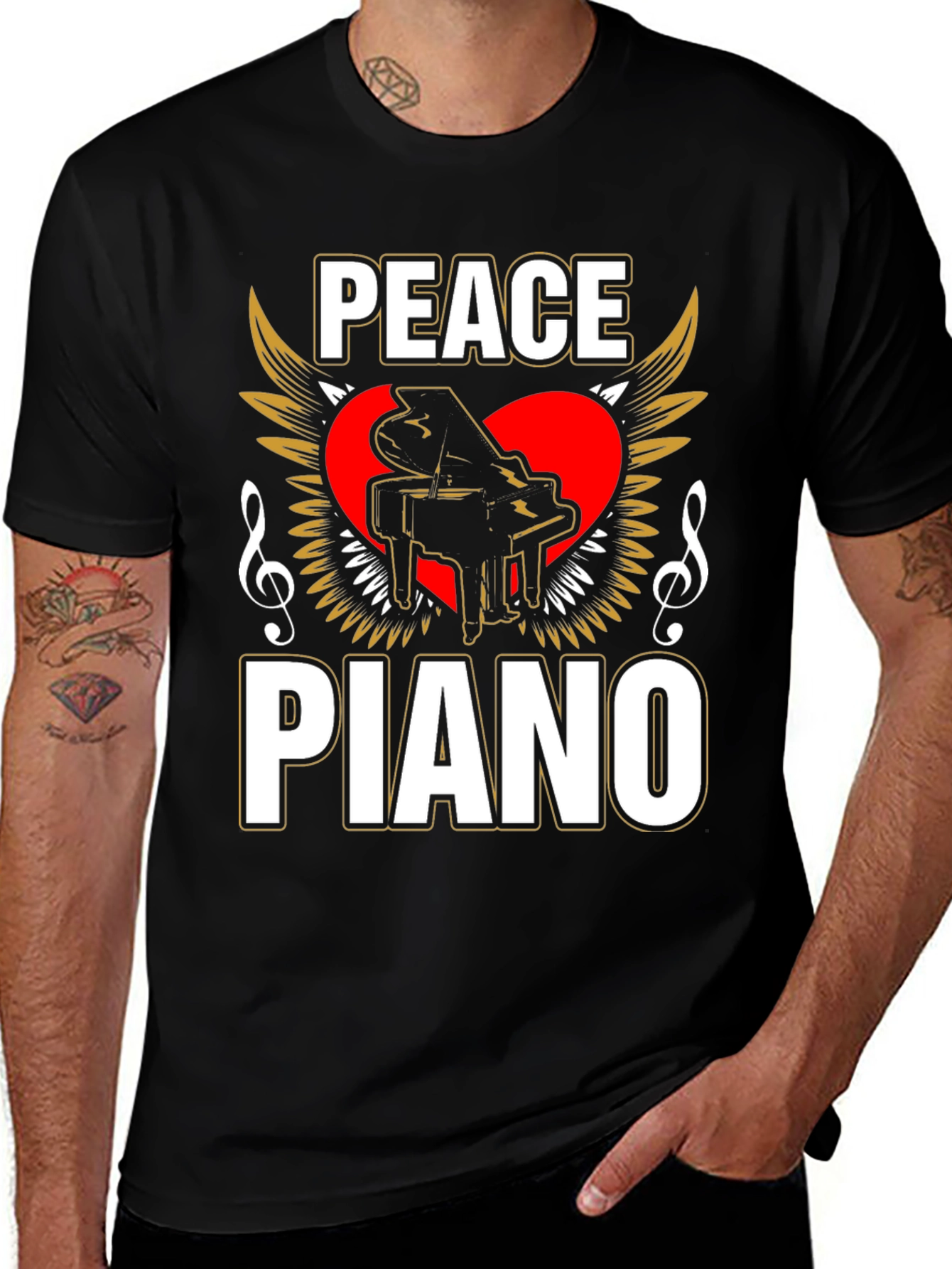 Variant 15 of Peace Piano Graphic T-Shirt - Music Lover Tee