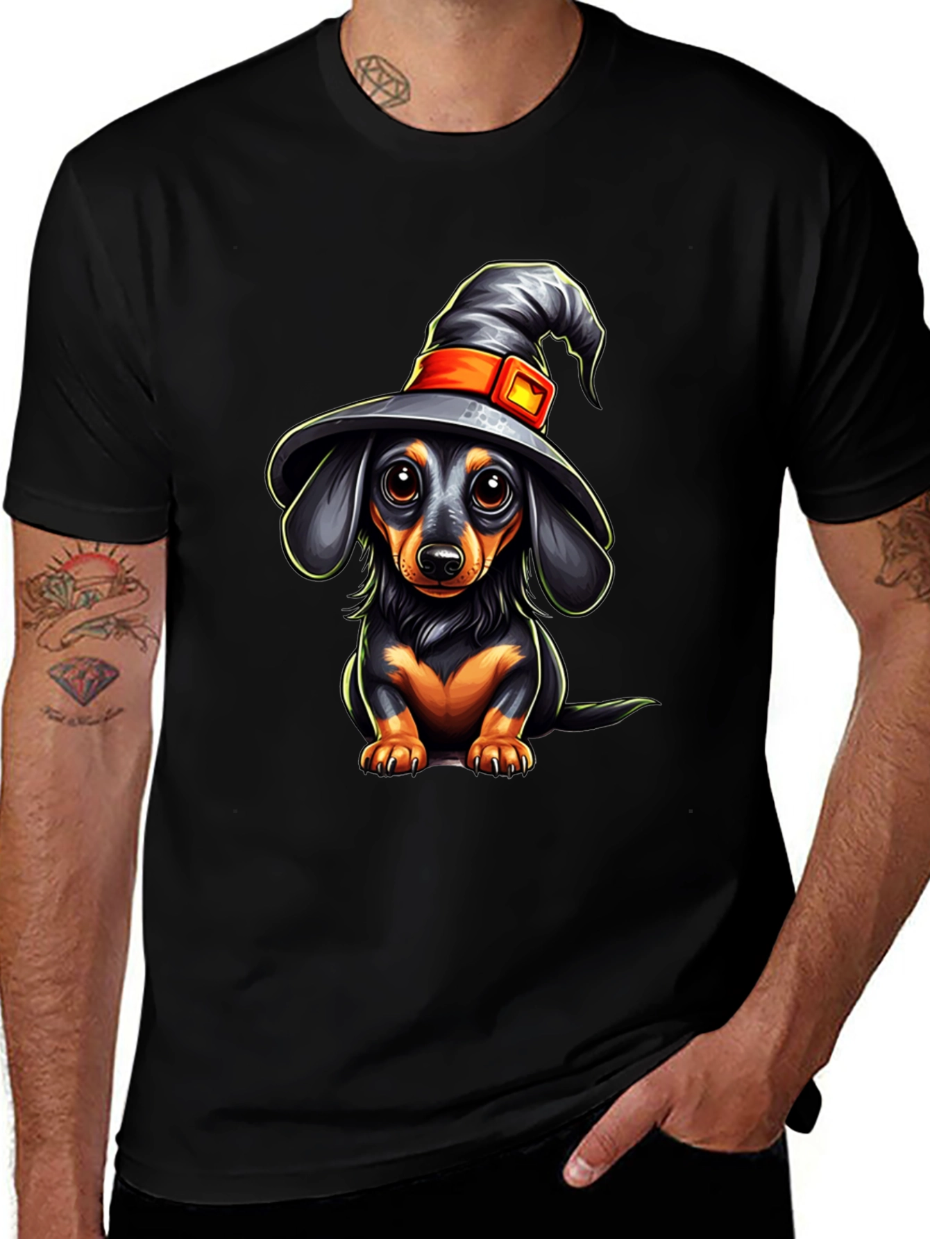 Variant 2 of Witch Dachshund T-Shirt - Halloween Dog Tee