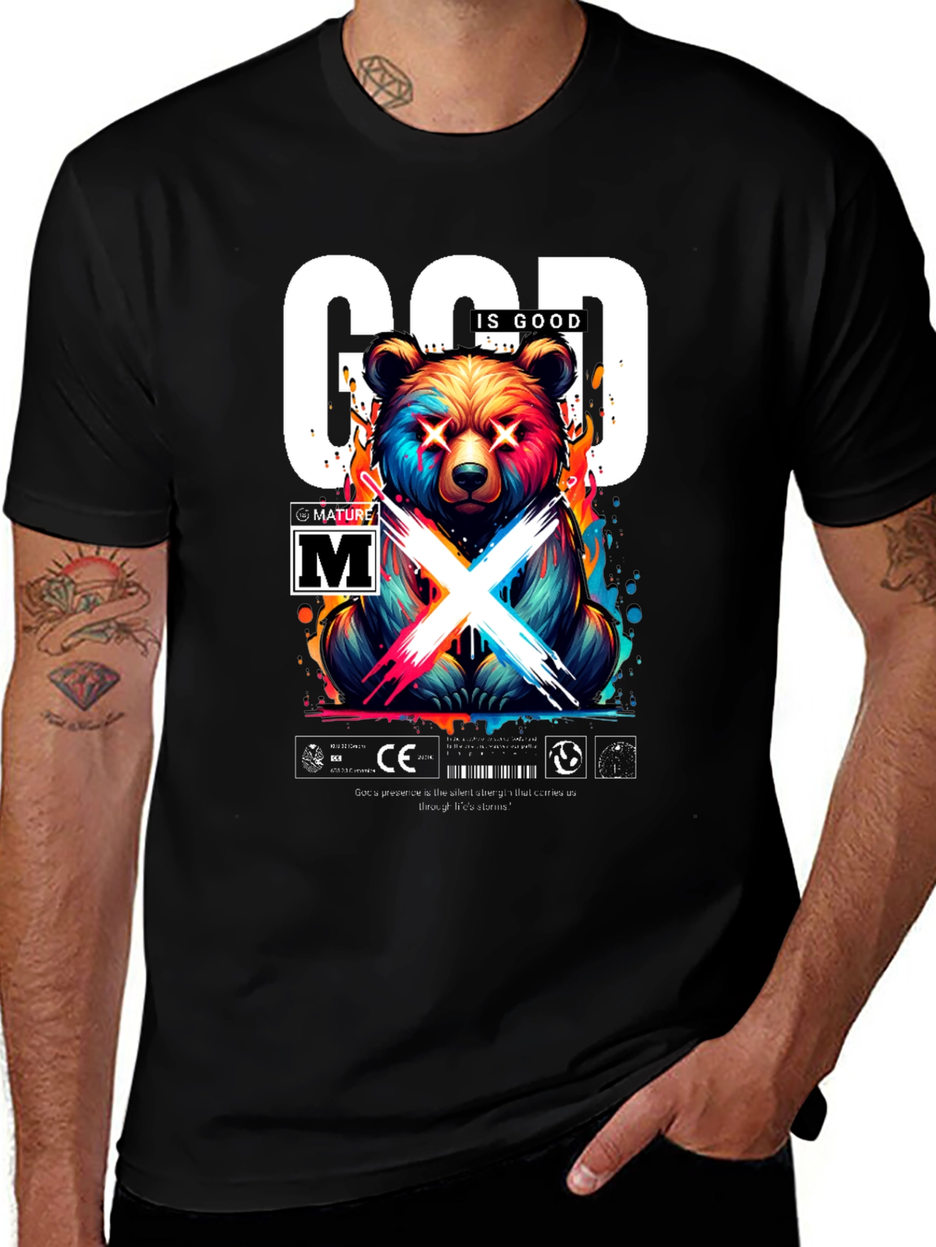 Variant 29 of God Is Good Bear Graphic Tee - Trendy Streetwear