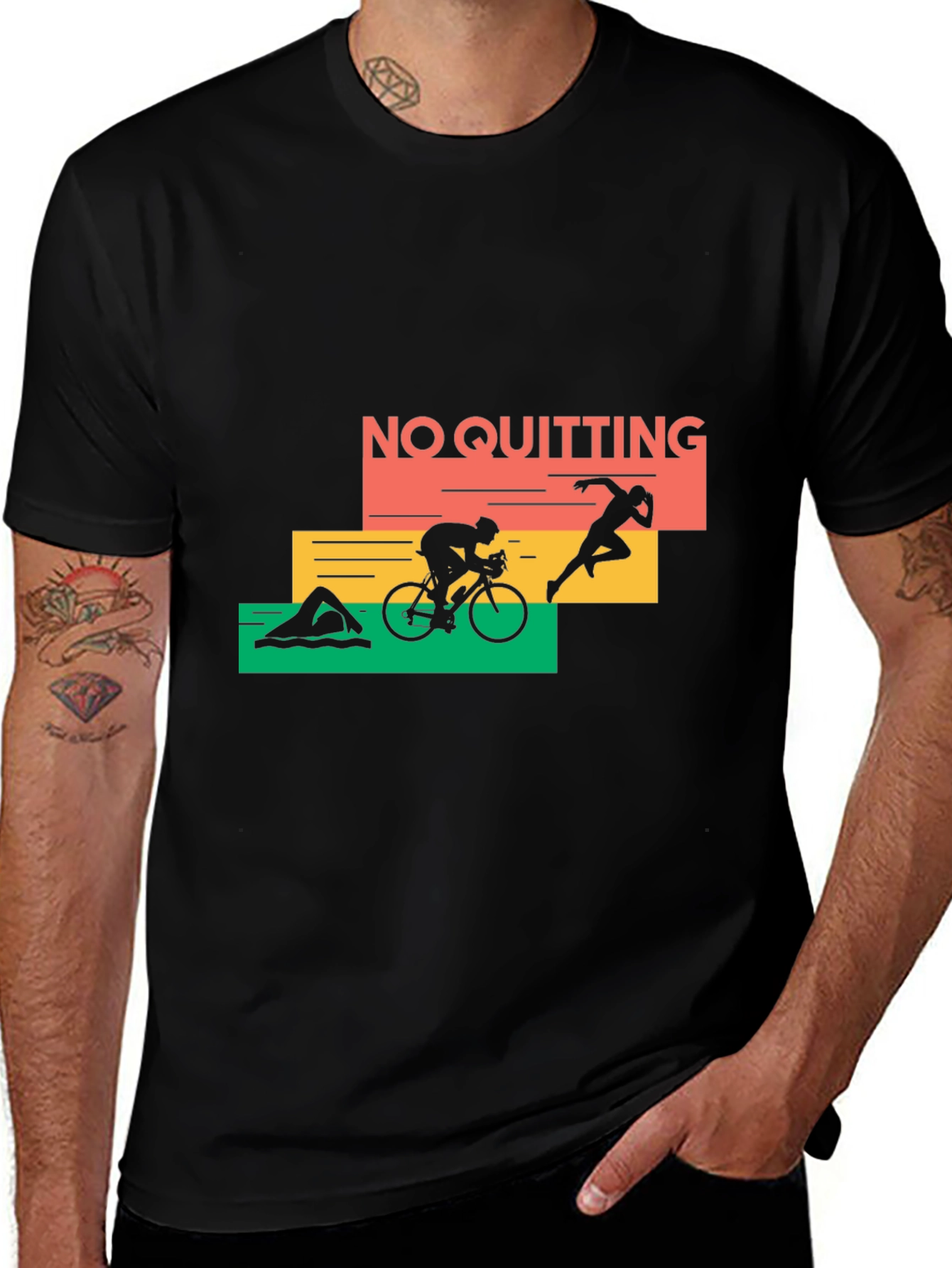 No Quitting Triathlon T-Shirt - Black