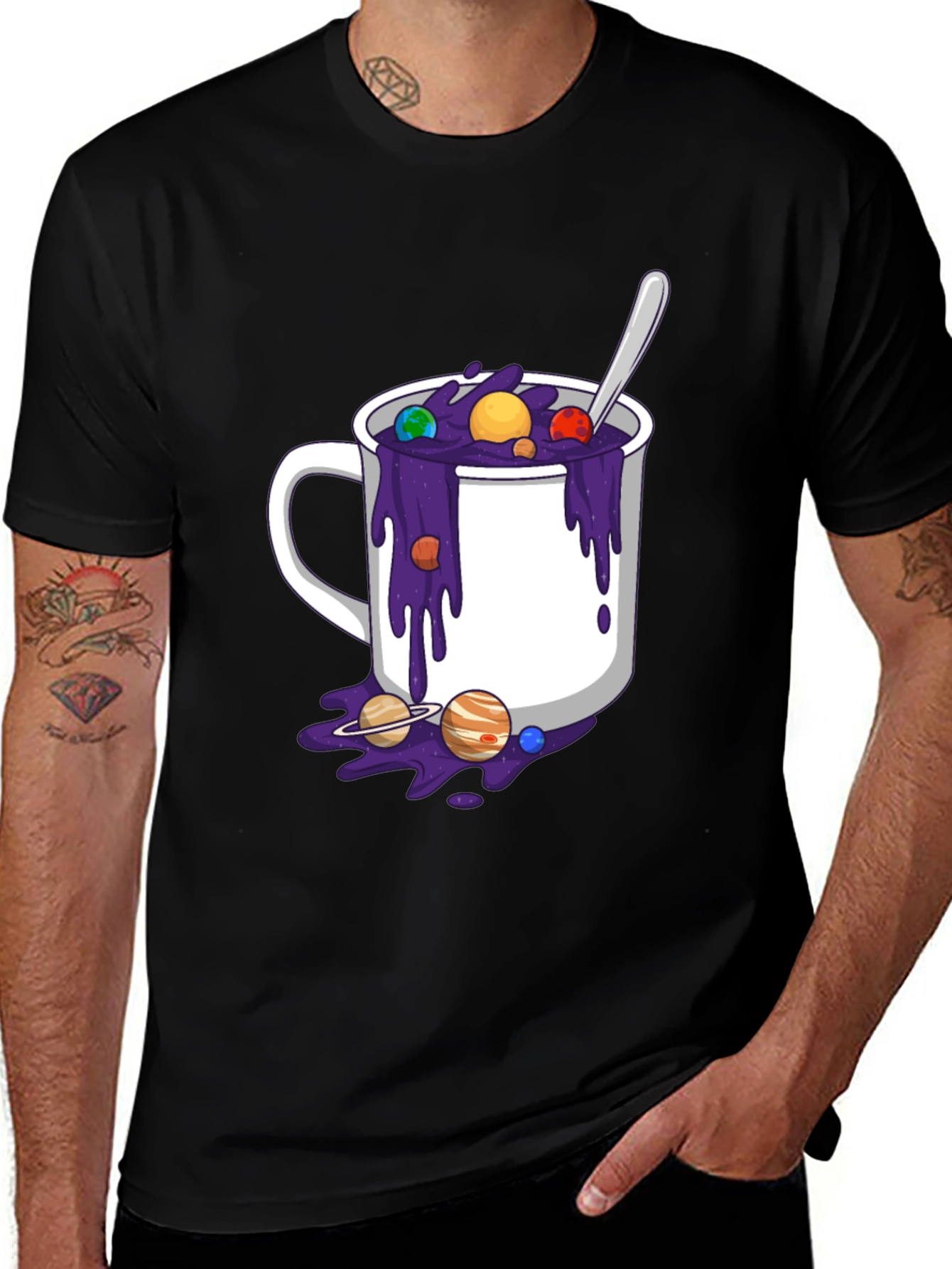 Variant 5 of Cosmic Coffee T-Shirt - Planetary Brew Design