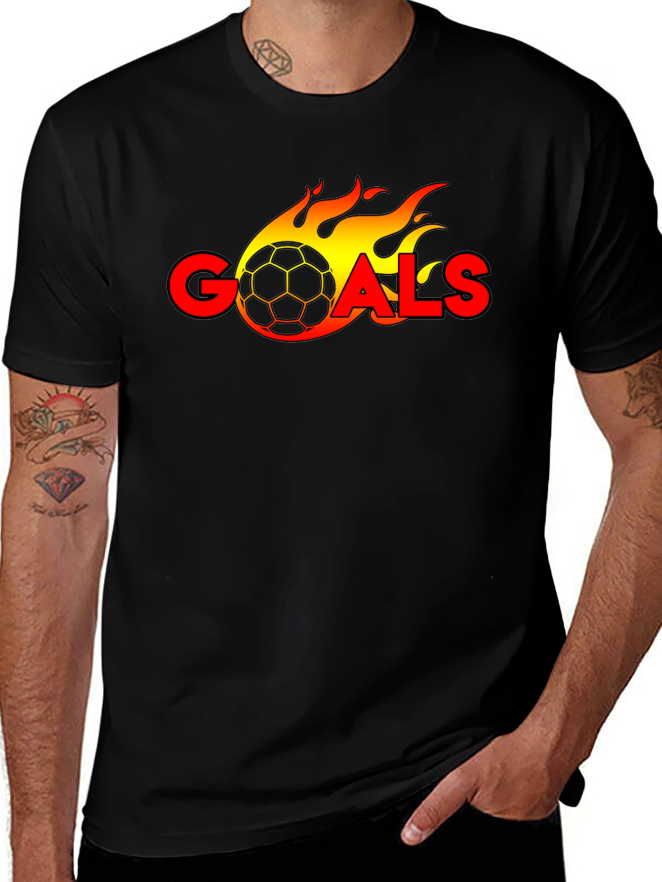 Variant 18 of Flaming Soccer Goals Graphic T-Shirt