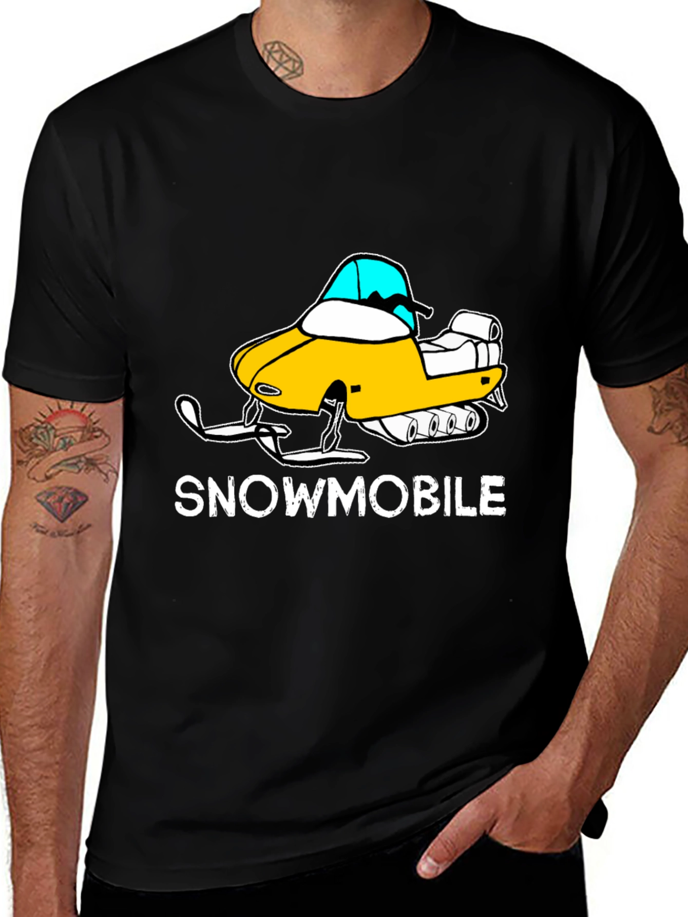 Variant 15 of Snowmobile Graphic T-Shirt - Black Cotton Tee