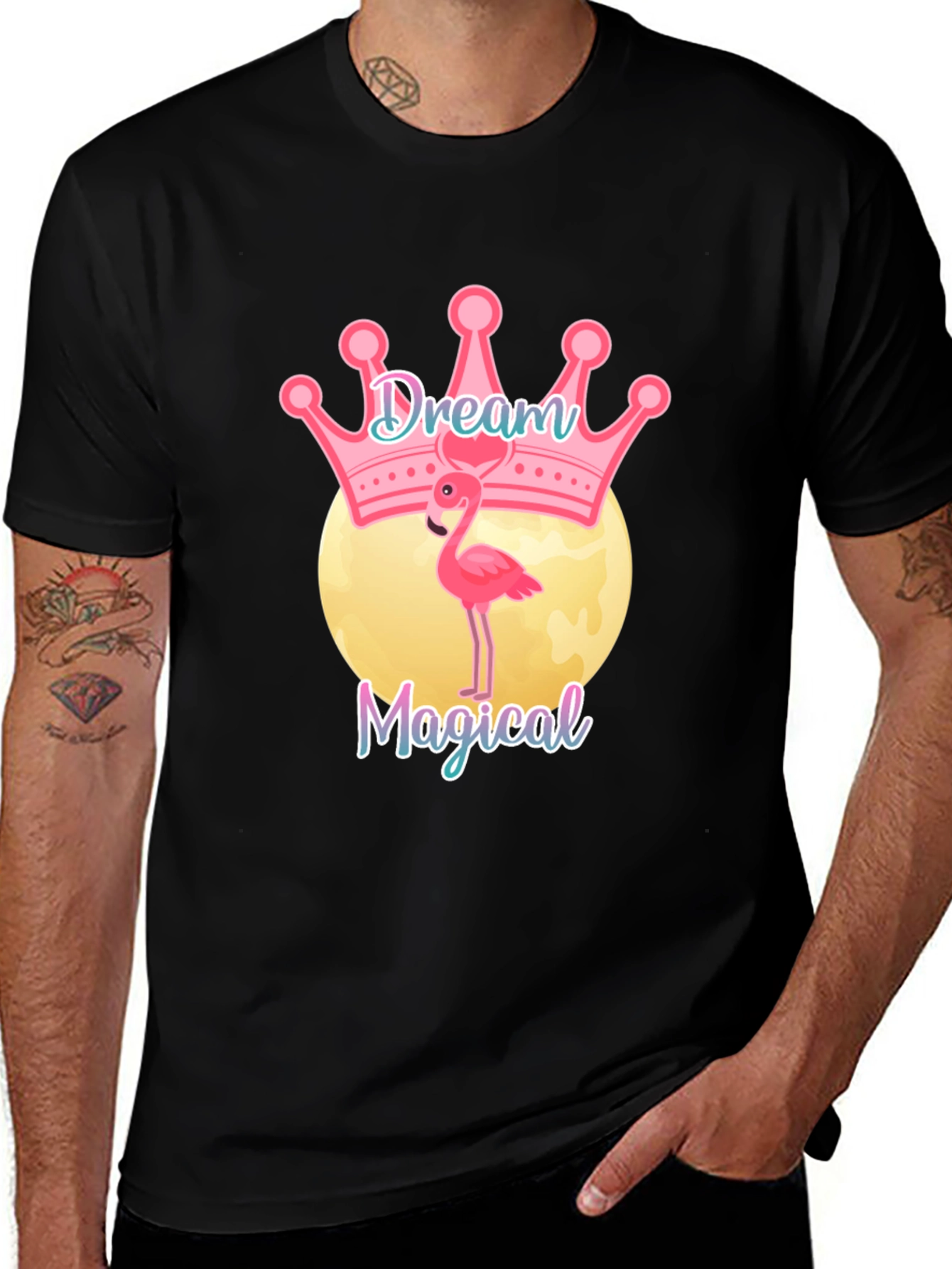 Variant 8 of Dream Magical Flamingo T-Shirt - Black