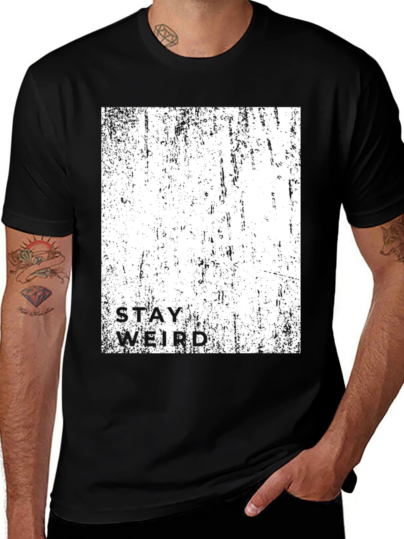 Variant 8 of Stay Weird Graphic Tee - Trendy Black T-Shirt
