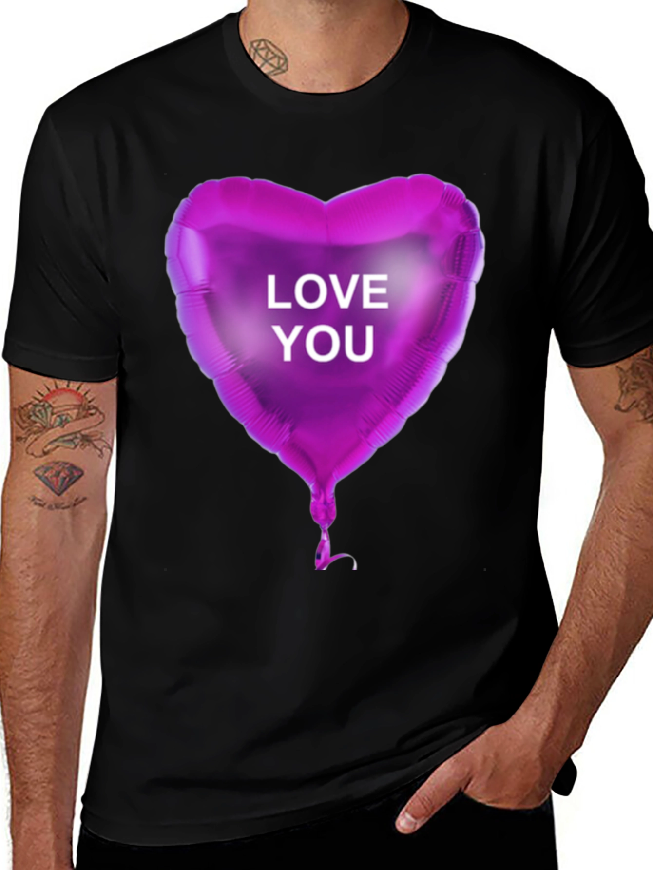 Variant 21 of Love You Purple Heart Balloon Graphic Tee Shirt