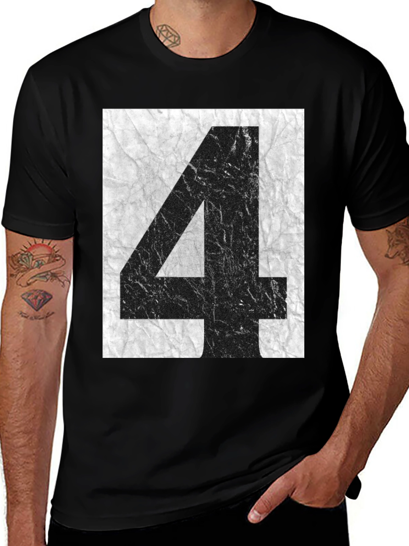 Variant 4 of Number Four Graphic Tee - Black Unisex Shirt
