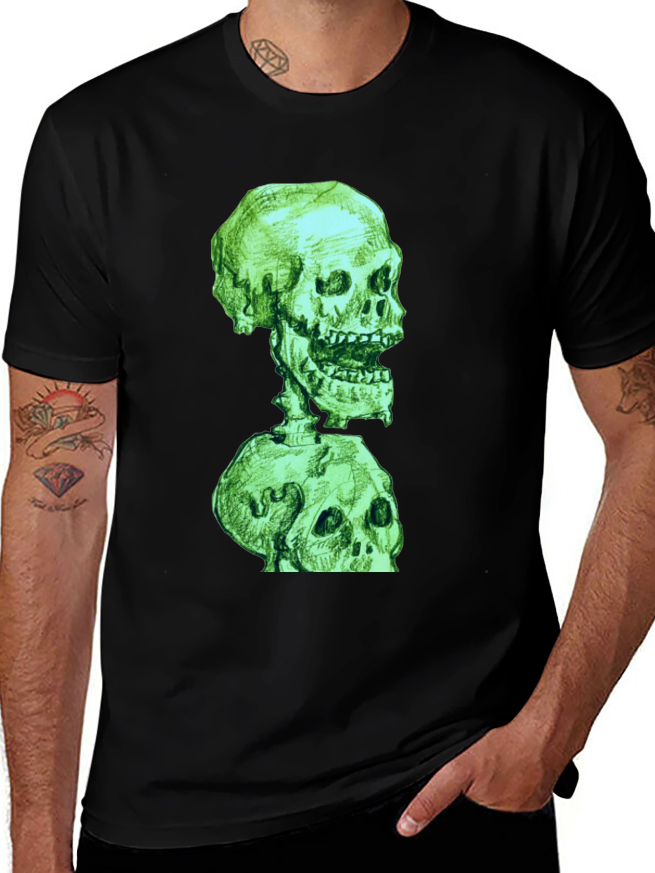 Variant 11 of Green Skull Graphic T-Shirt