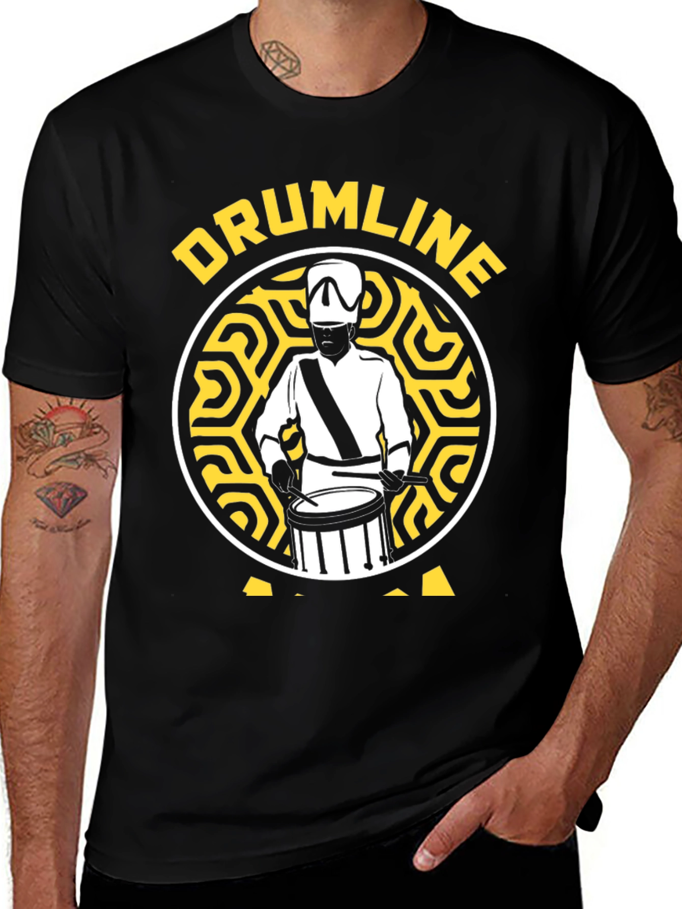 Variant 3 of Drumline Graphic Tee - Black Cotton T-Shirt