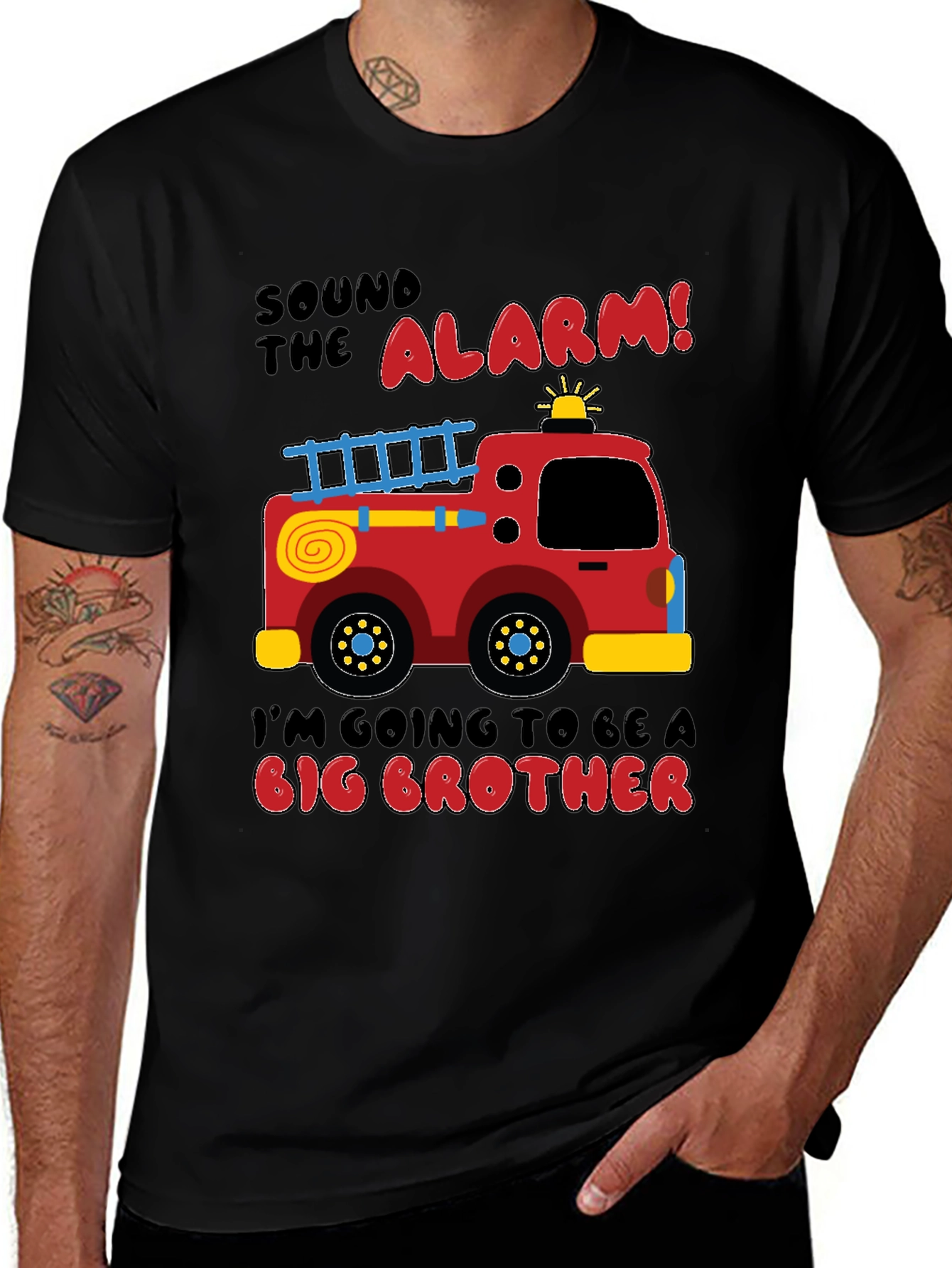 Black Big Brother Firetruck Announcement T-Shirt main image