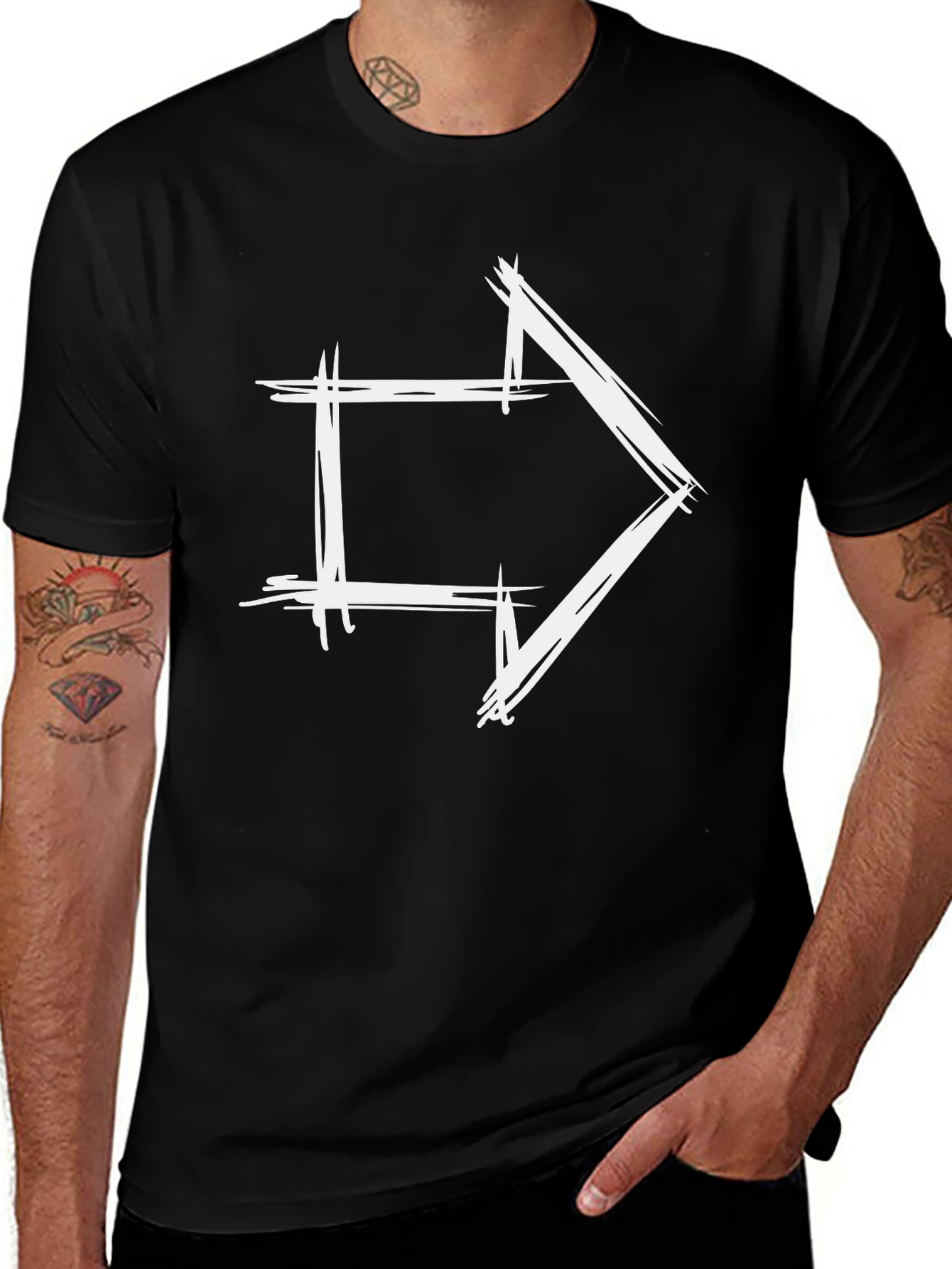 Variant 30 of Modern Arrow Graphic Tee - Black Cotton T-Shirt