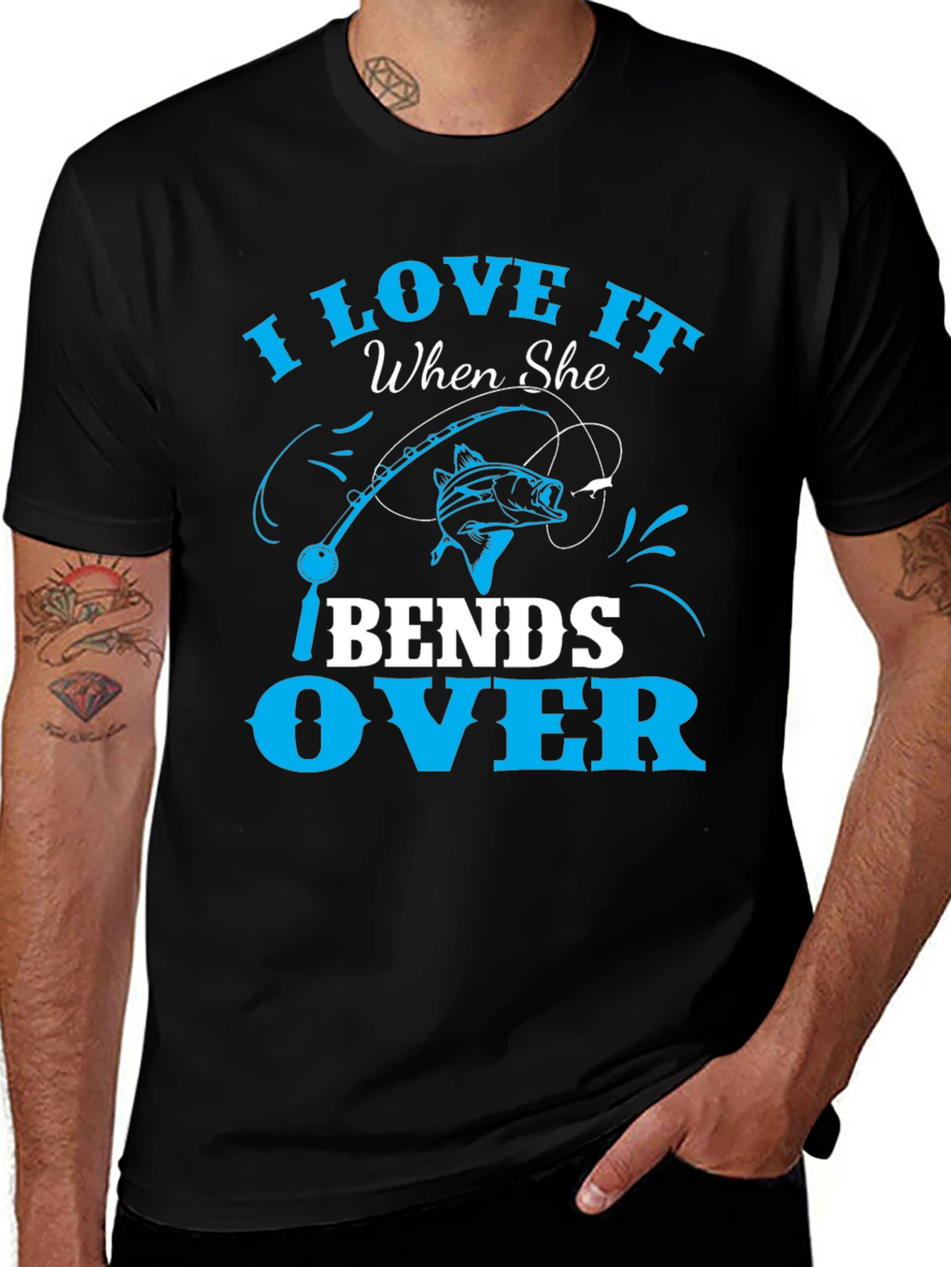 Variant 21 of Fishing Humor T-Shirt - I Love It When She Bends Over
