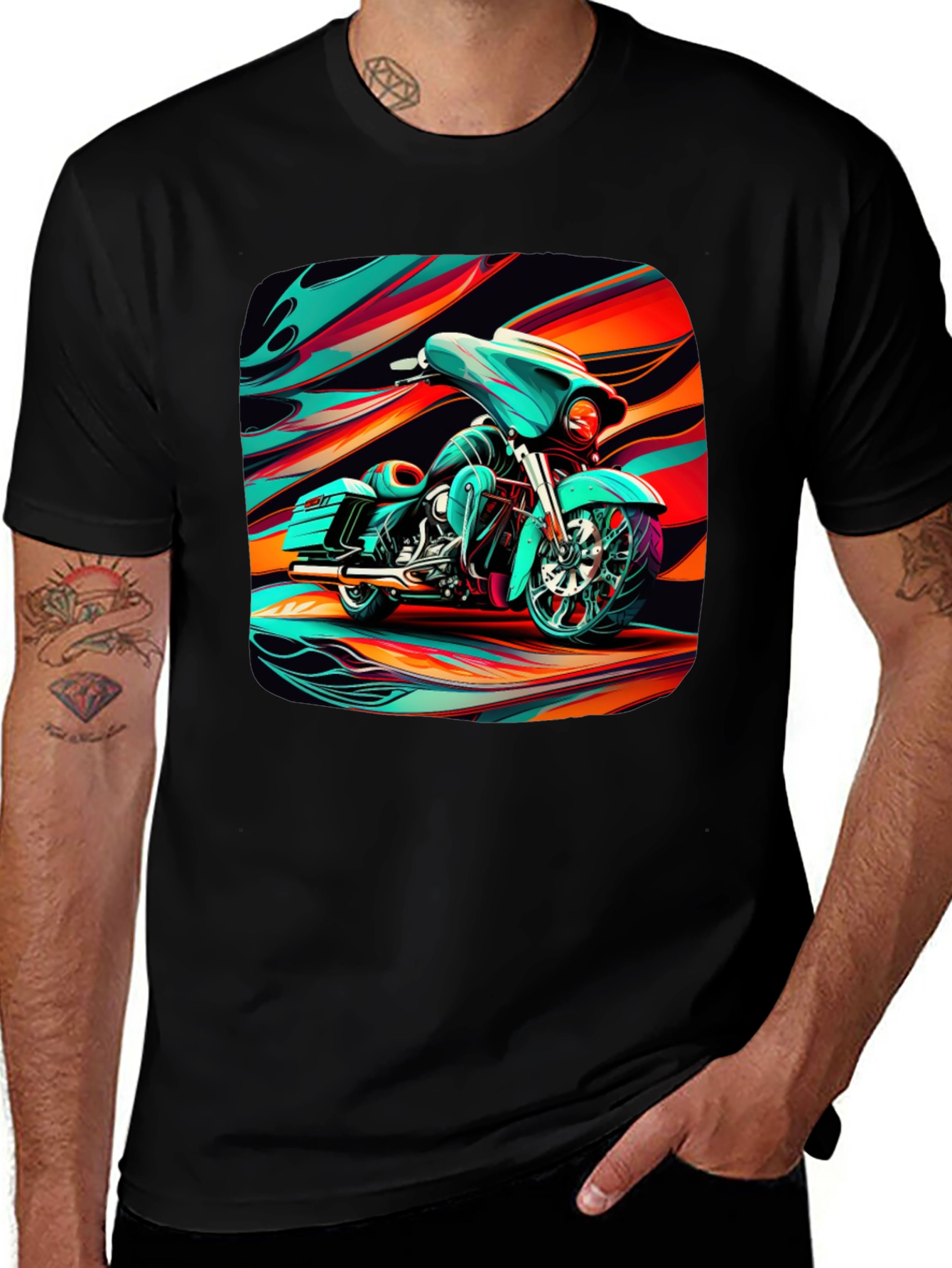 Variant 5 of Motorcycle Graphic Black T-Shirt