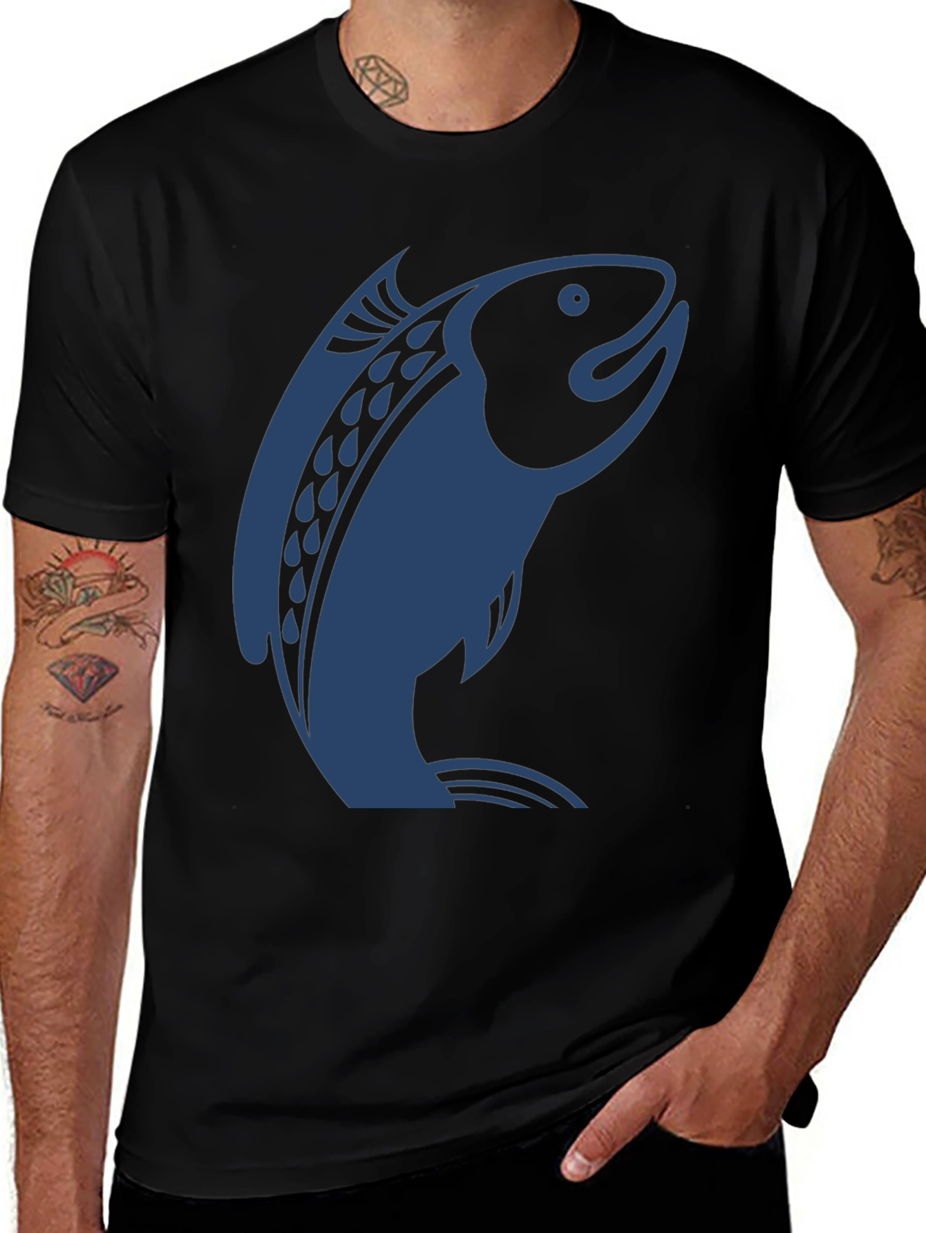 Variant 17 of Salmon Graphic Print T-Shirt - Modern Style