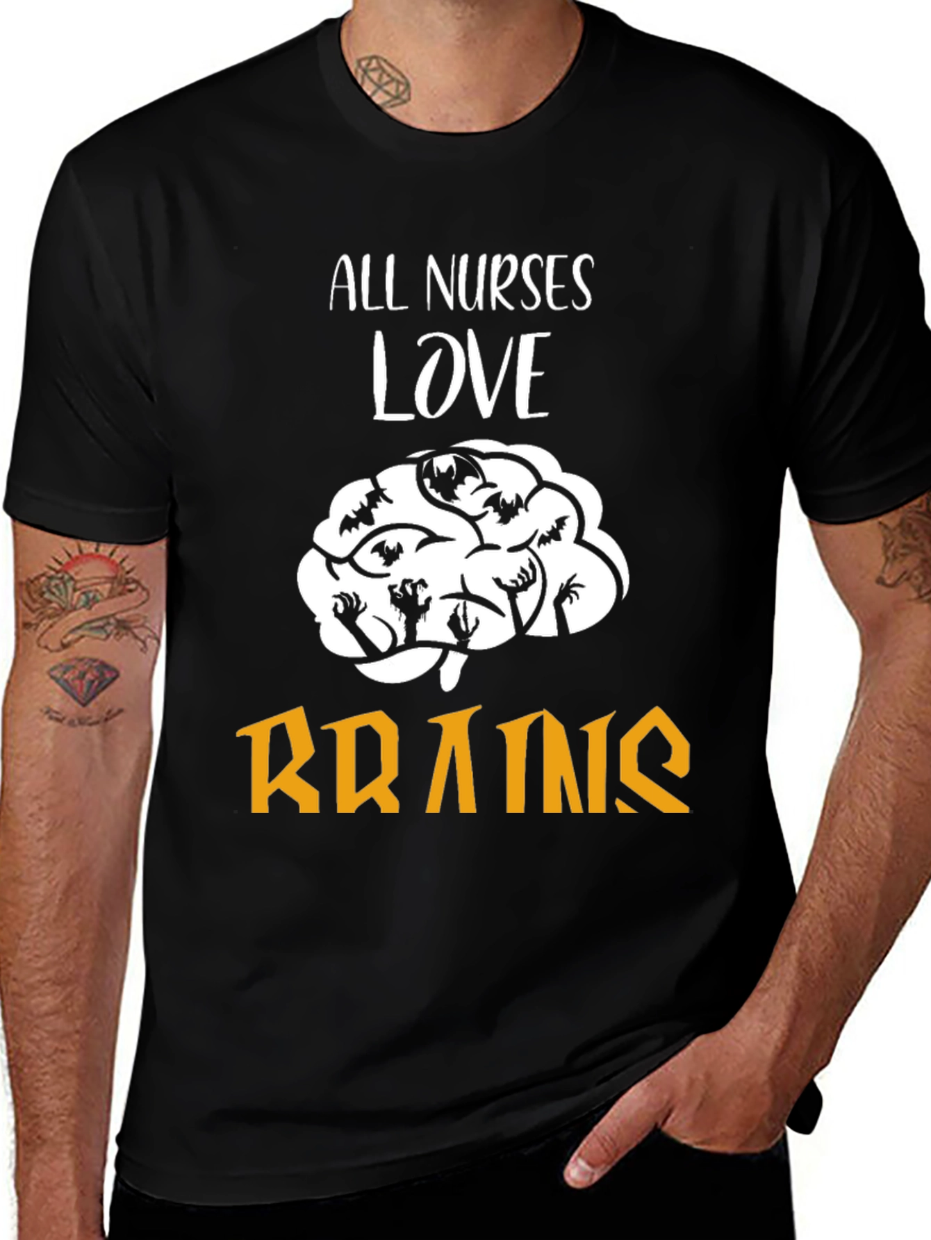 Variant 13 of All Nurses Love Brains T-Shirt, Funny Halloween Tee