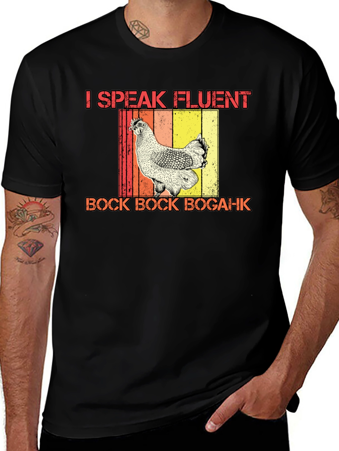 Variant 19 of I Speak Fluent Bock Chicken Graphic Tee