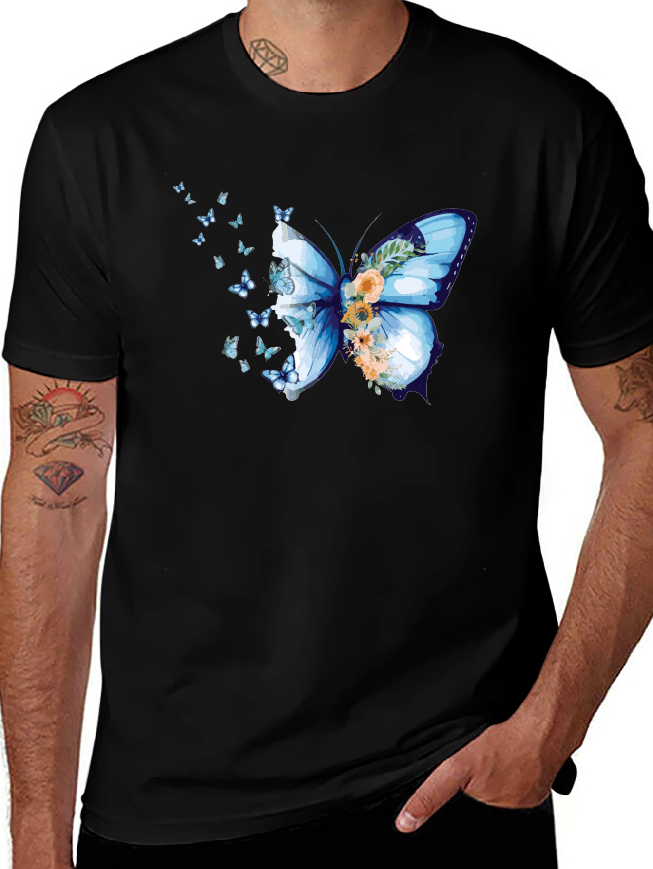 Variant 13 of Butterfly Floral Black Tee