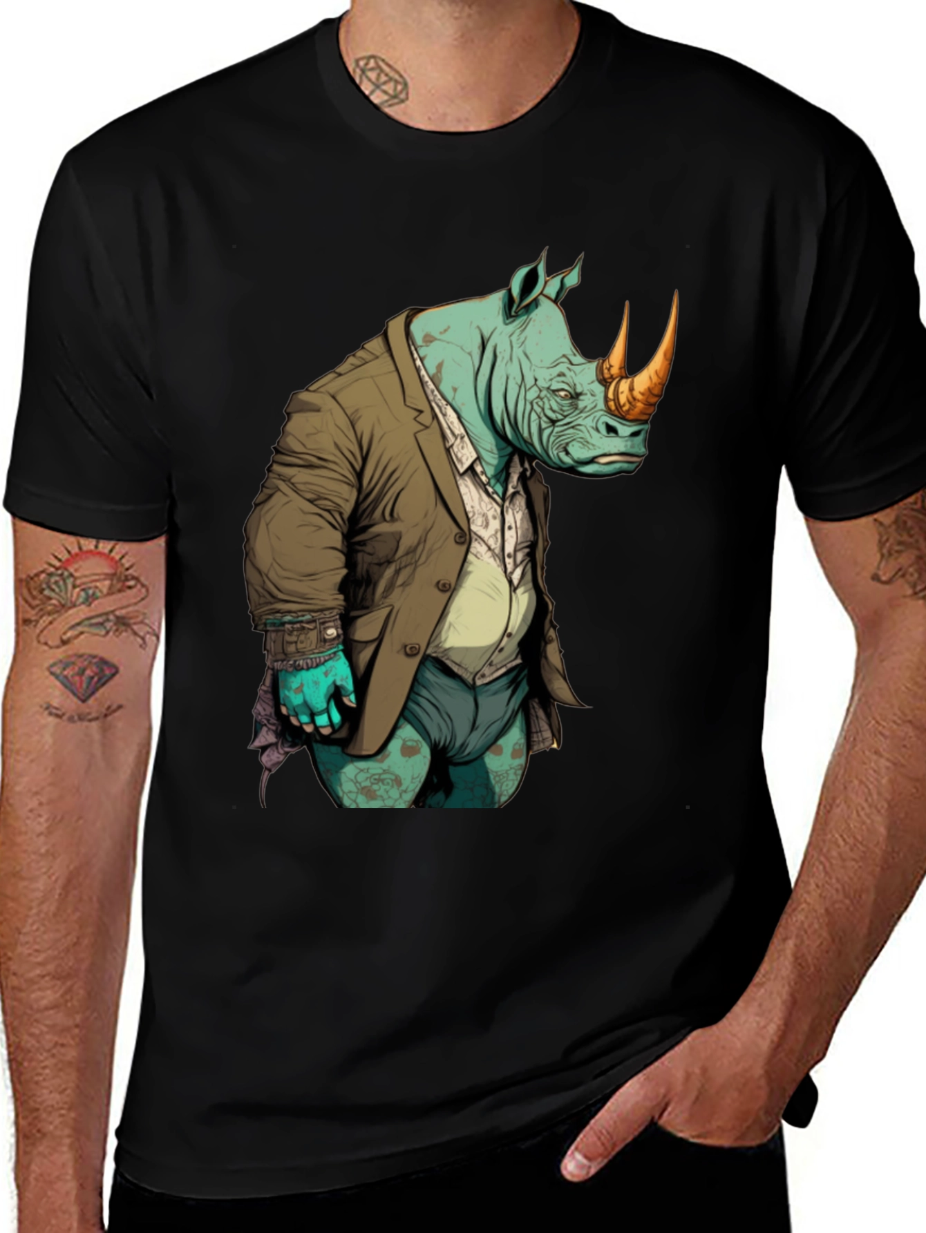 Variant 25 of Rhino in Suit Graphic Tee