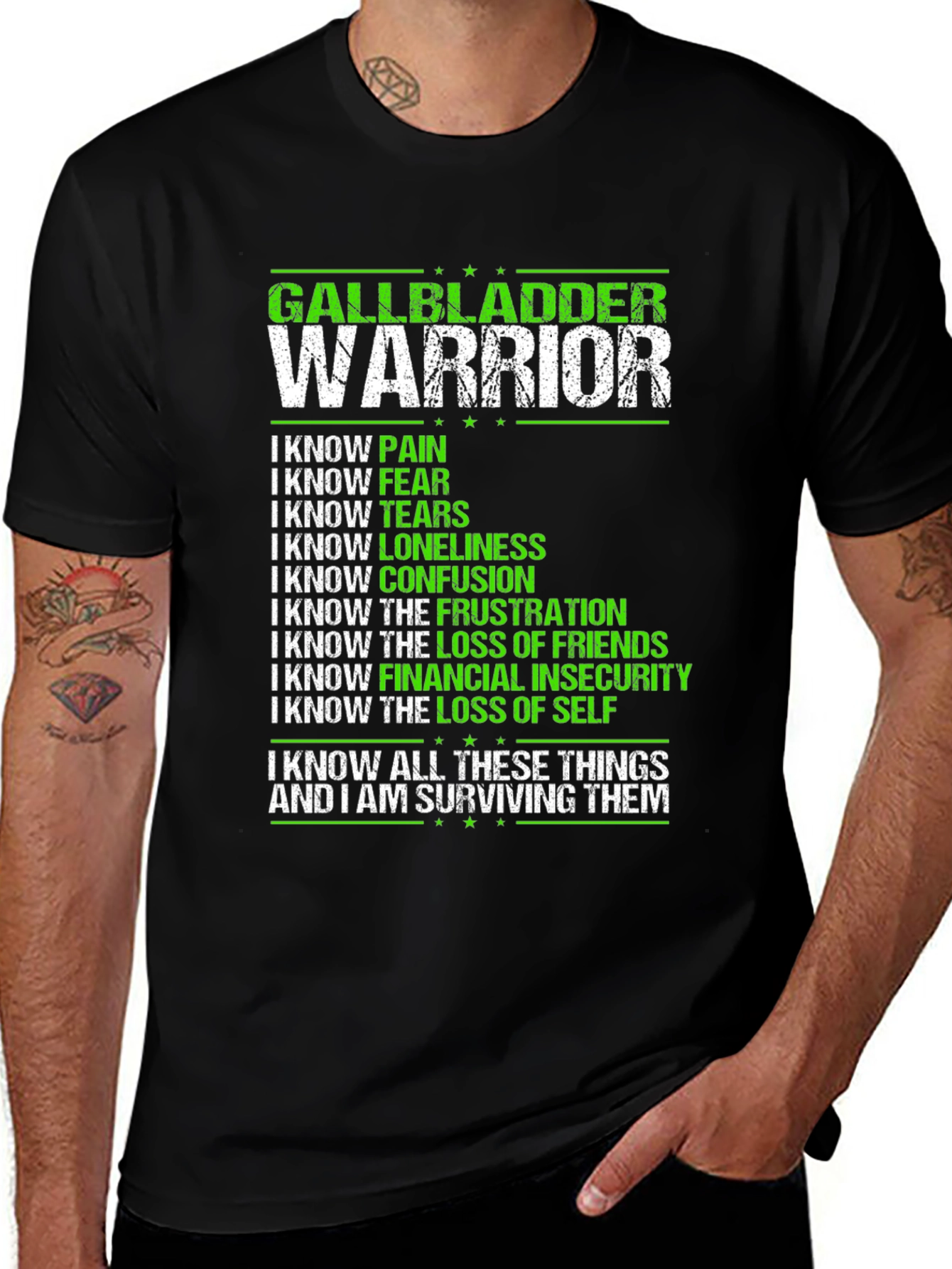 Variant 17 of Gallbladder Warrior T-Shirt - Inspirational Awareness Tee