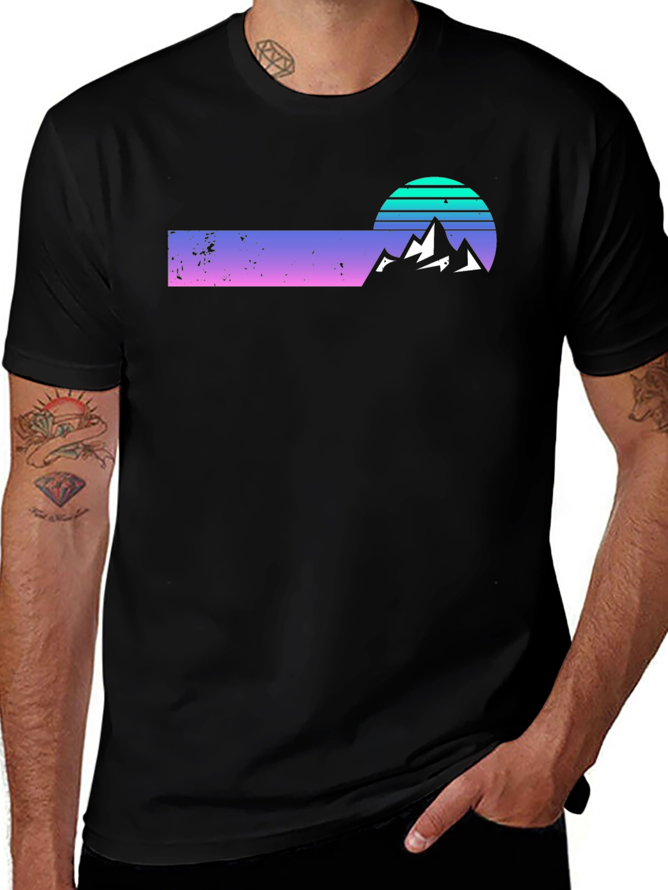 Variant 18 of Retro Sunset Mountain Tee