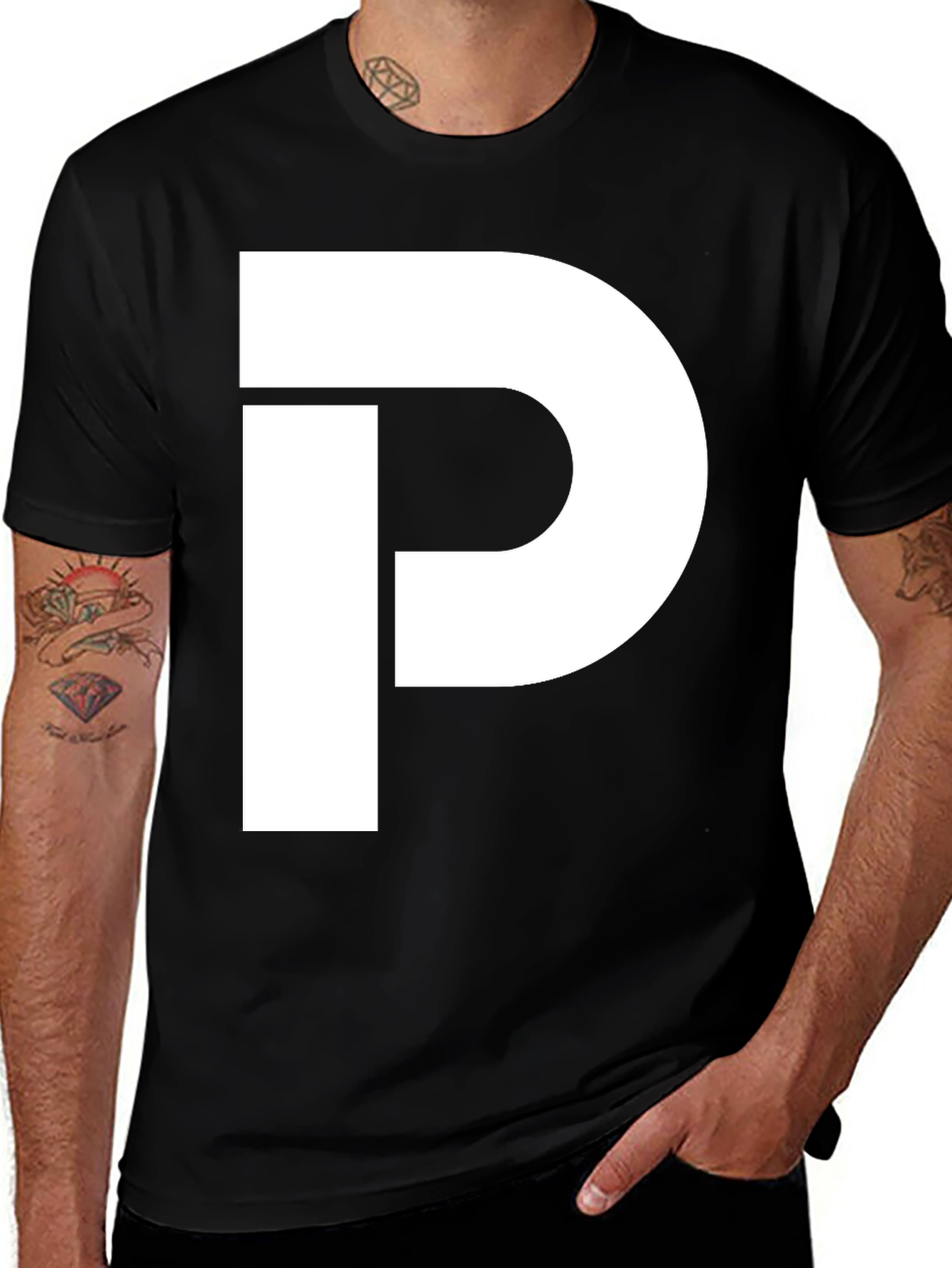 Variant 27 of Bold 'P' Graphic Tee - Black Casual Comfort