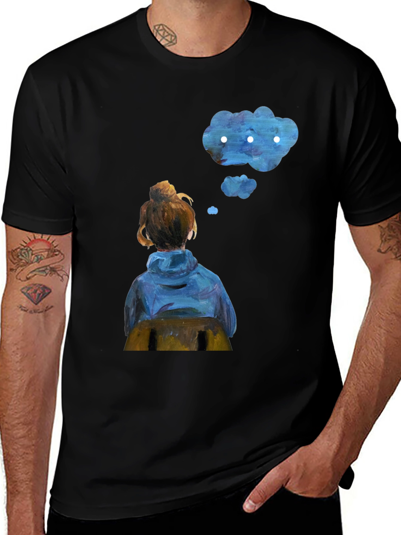Variant 4 of Contemplative Cloud T-Shirt - Artistic Dreamer Tee