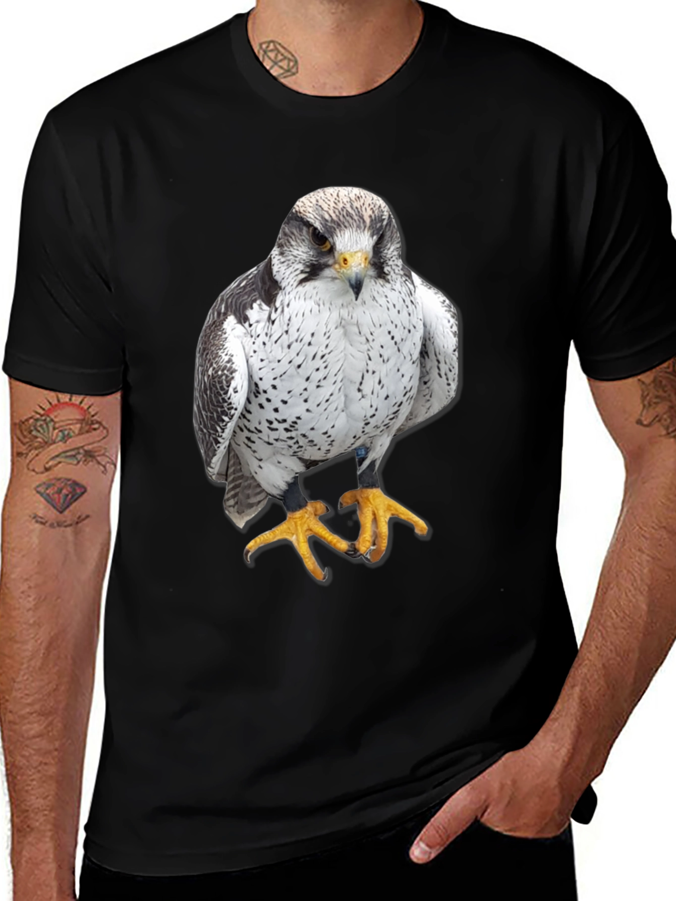 Variant 12 of Falcon Graphic Tee - Black Cotton Blend Bird Shirt