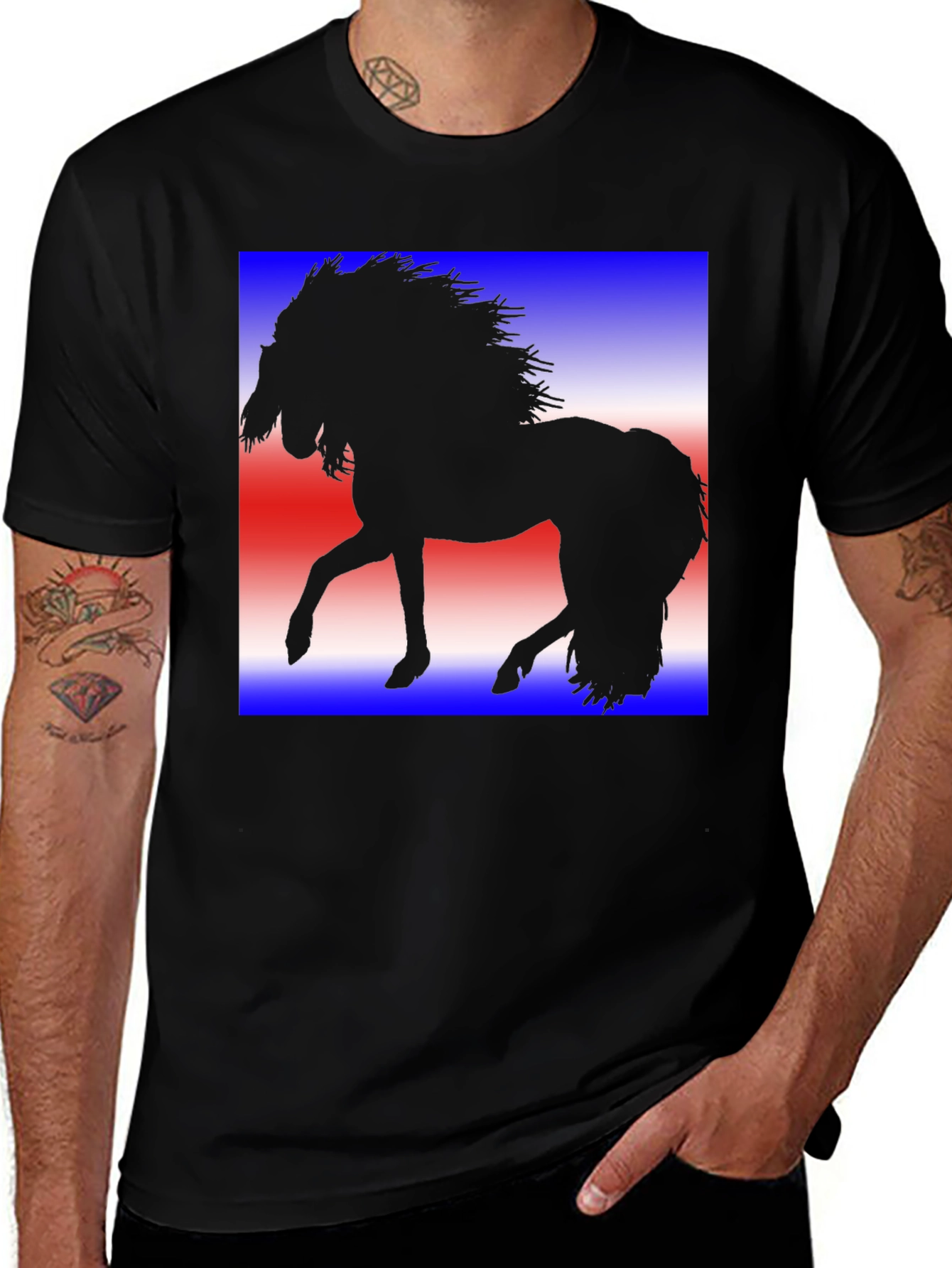 Variant 2 of Horse Silhouette Graphic Tee - Patriotic Design
