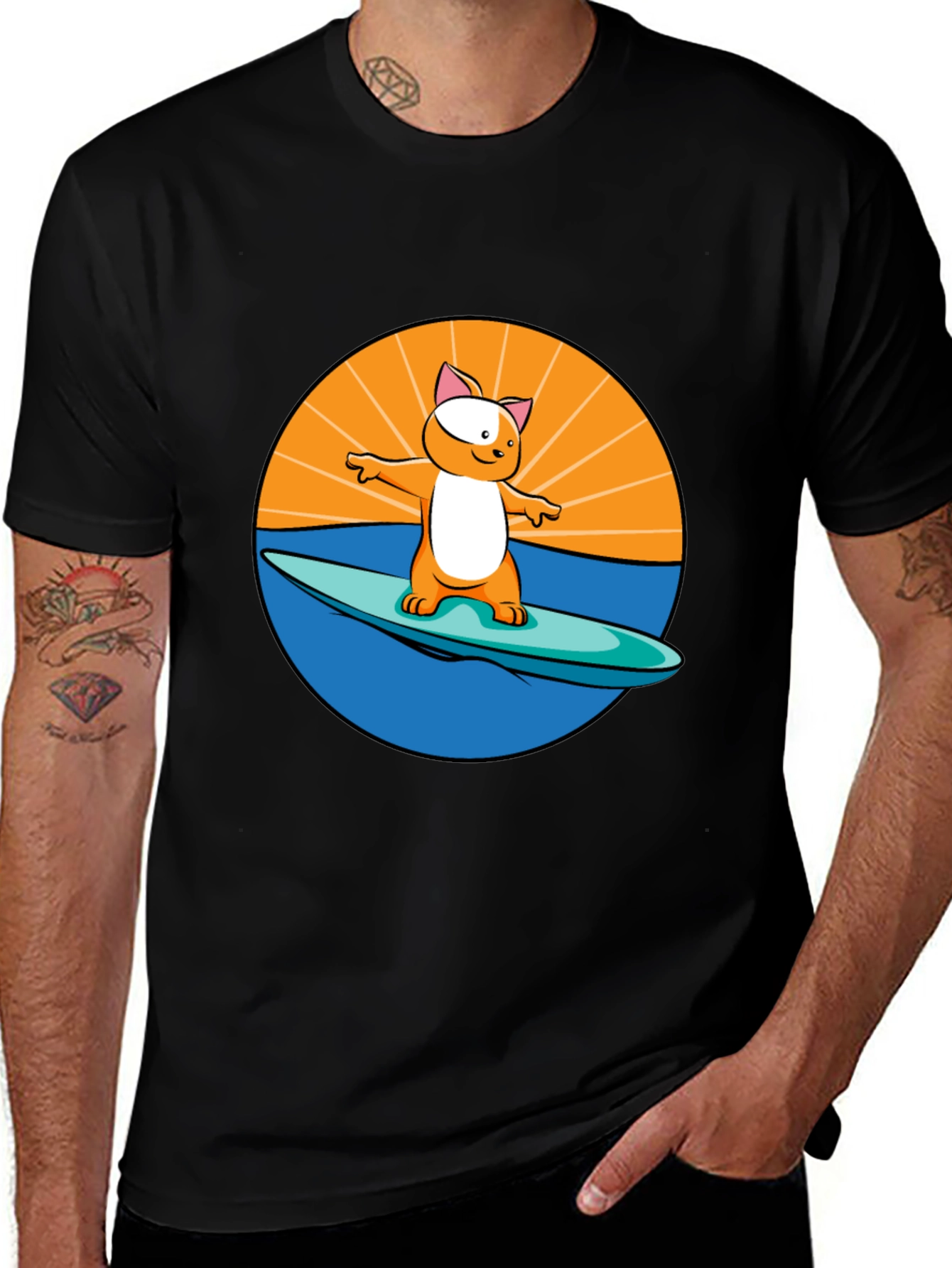 Variant 12 of Surfing Cat T-Shirt - Cool Graphic Tee
