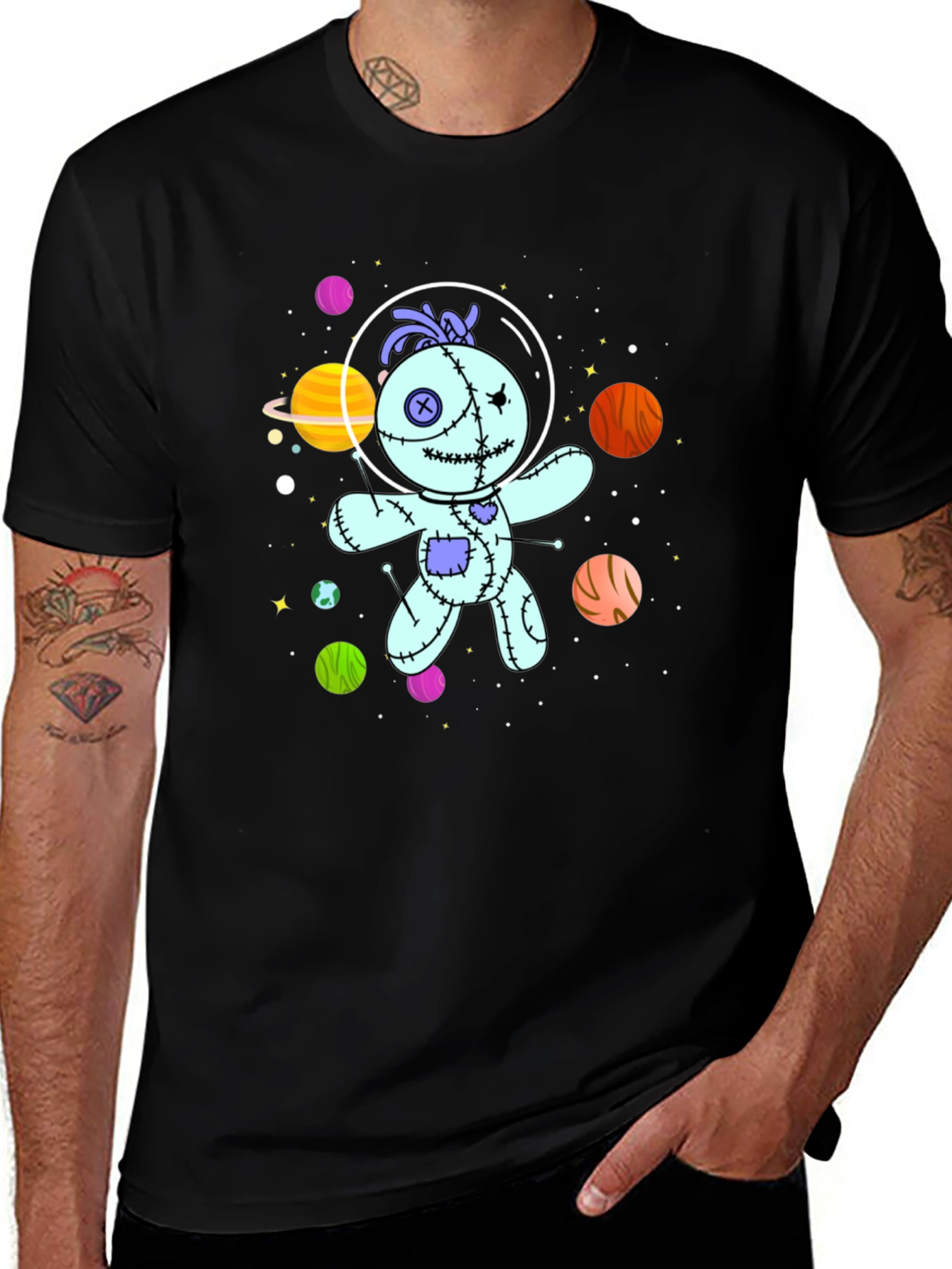 Variant 25 of Astronaut Voodoo Doll T-Shirt - Unisex Black Tee