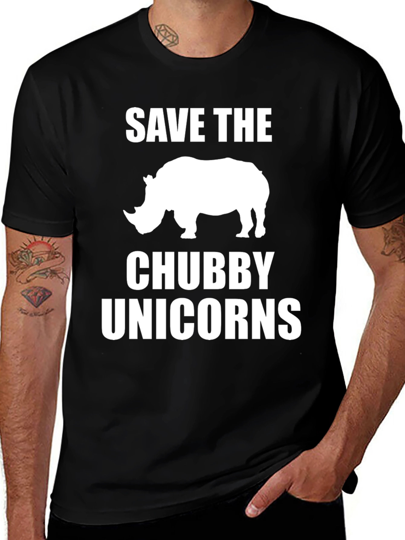 Variant 9 of Save the Chubby Unicorns Black T-Shirt