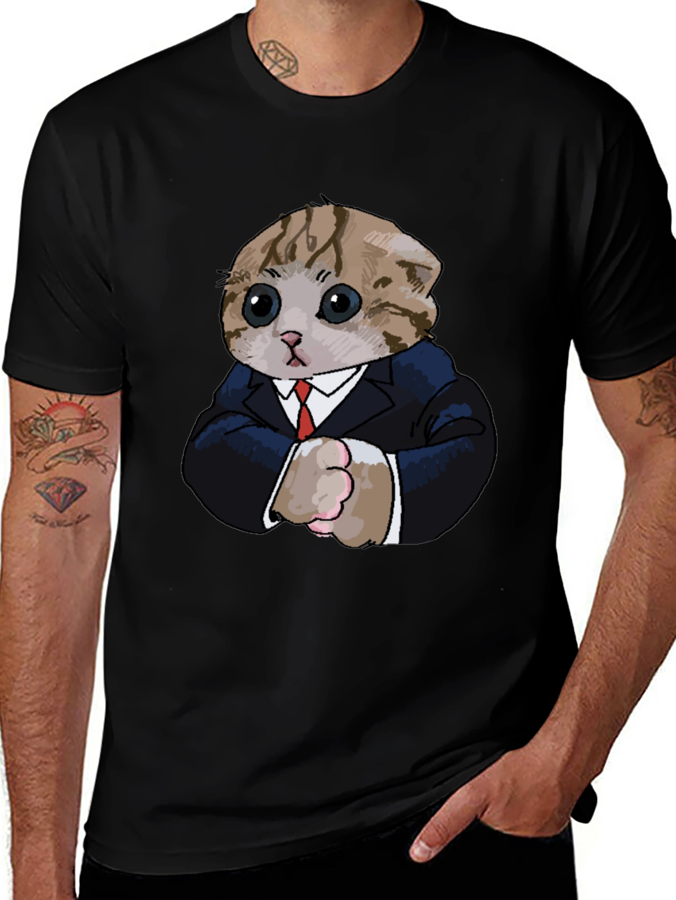 Variant 9 of Cat in Suit T-Shirt - Business Cat