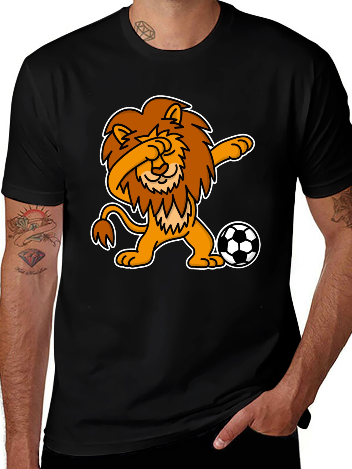 Variant 16 of Dabbing Lion Soccer T-Shirt - Black