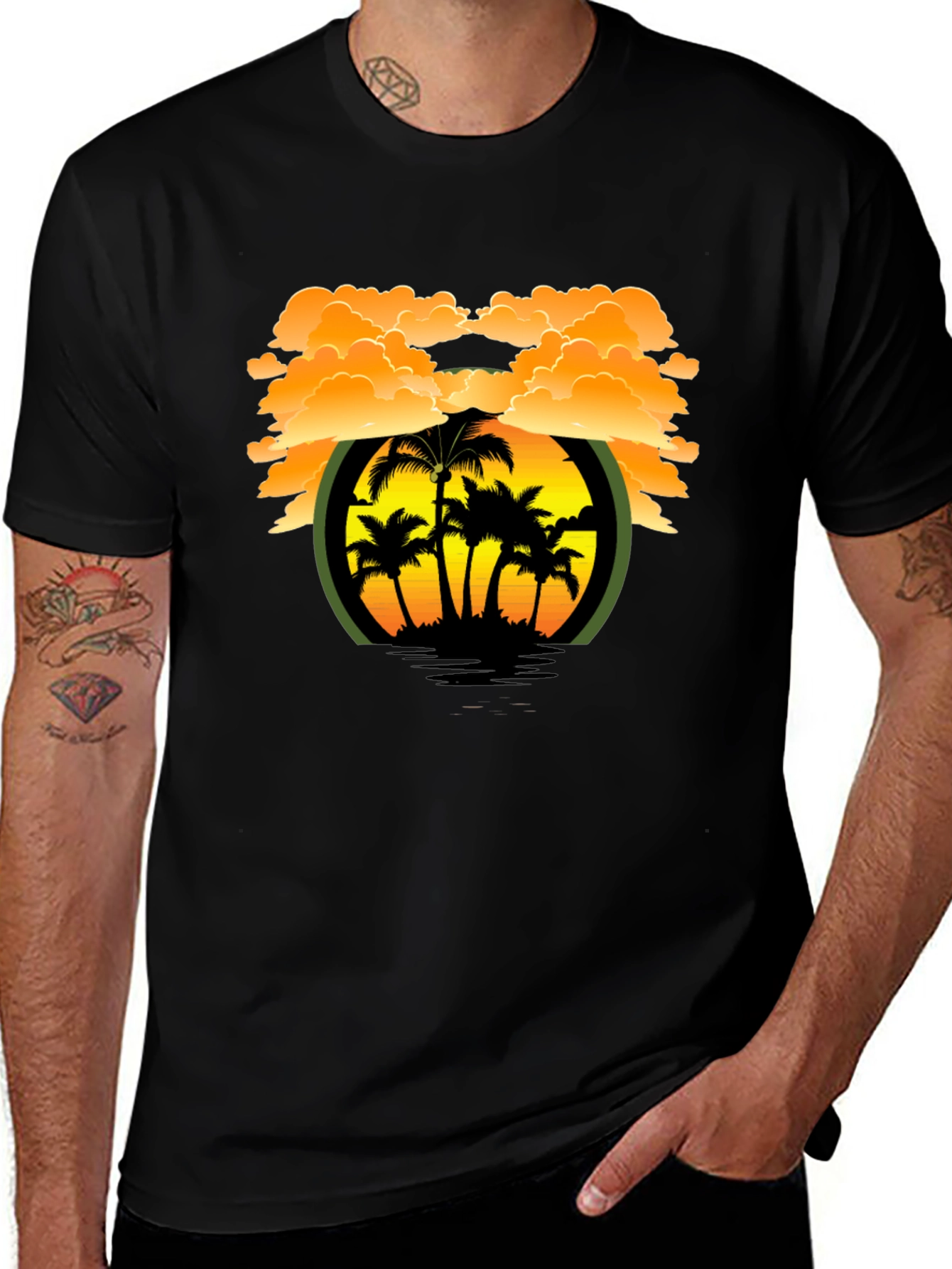 Variant 30 of Tropical Sunset Graphic Tee - Black