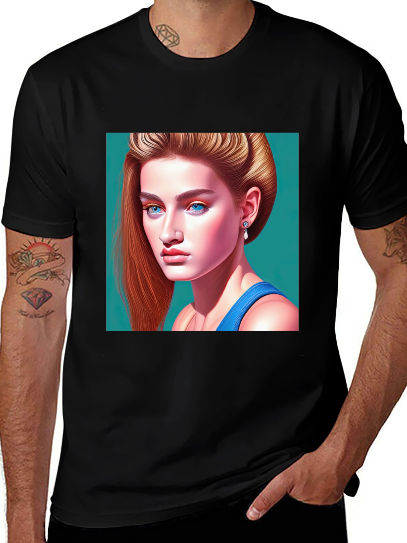 Variant 27 of Portrait T-Shirt: Elegant Woman's Graphic Tee
