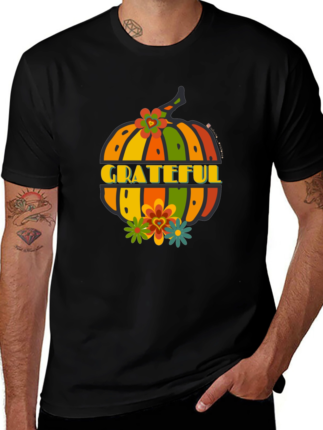 Grateful Pumpkin Graphic Tee - Fall Thanksgiving Shirt