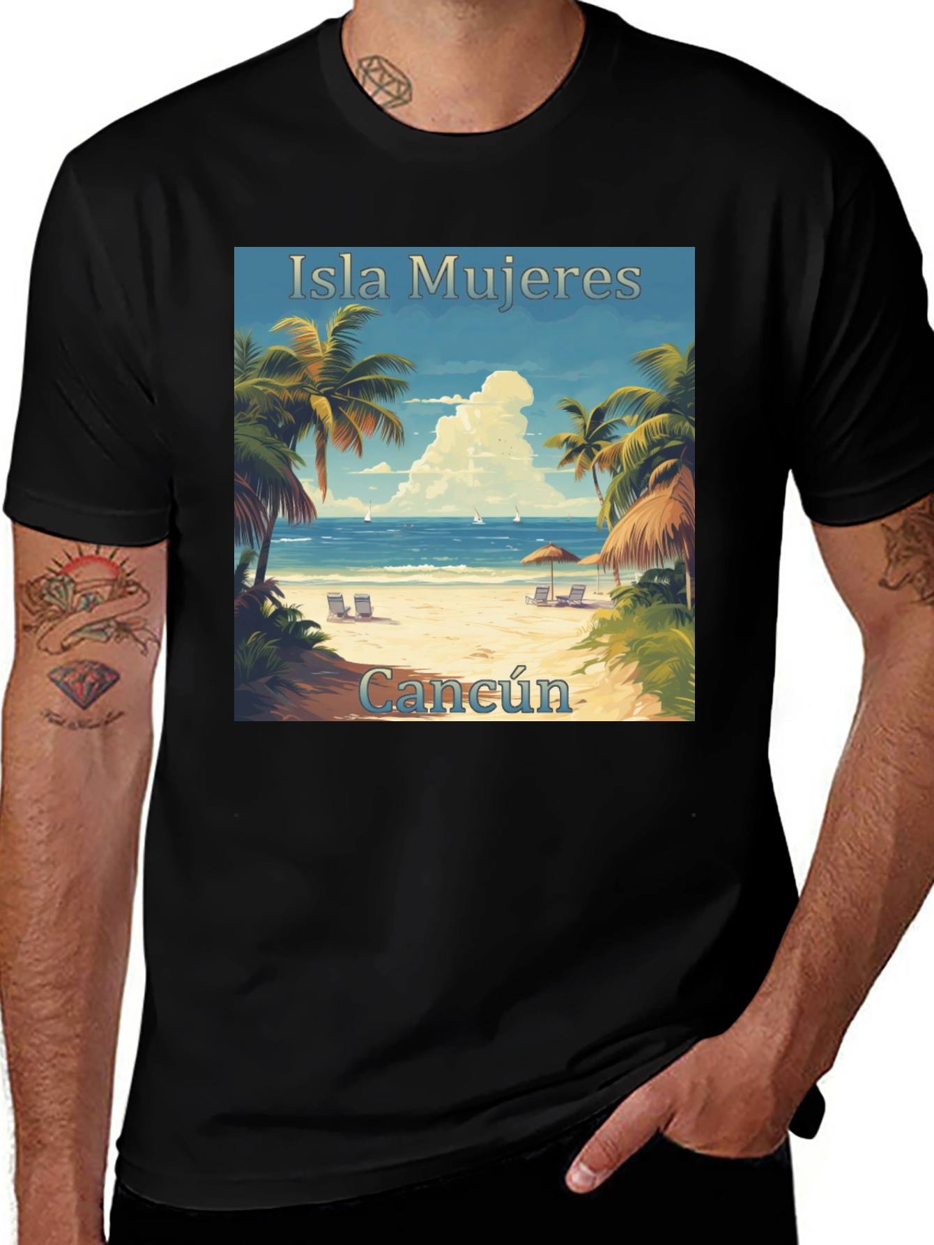 Variant 19 of Isla Mujeres & Cancún T-Shirt - Beach Paradise Design